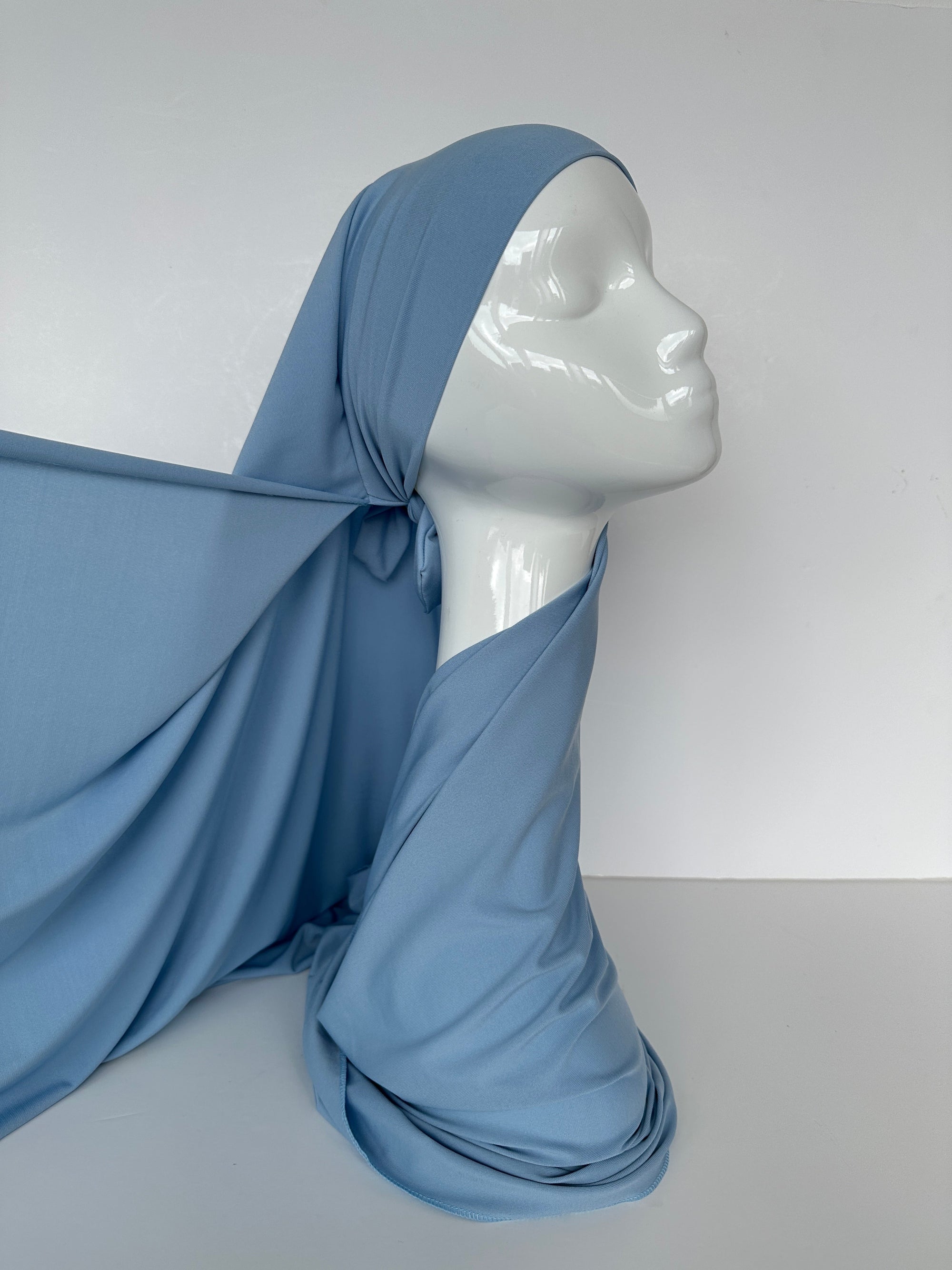 HIJAB JERSEY PREMIUM XL À NOUER BLEU CIEL