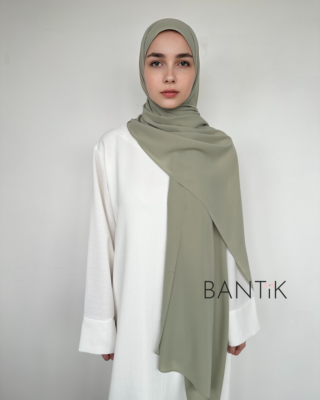HIJAB SOIE DE MÈDINE VERT DE GRIS