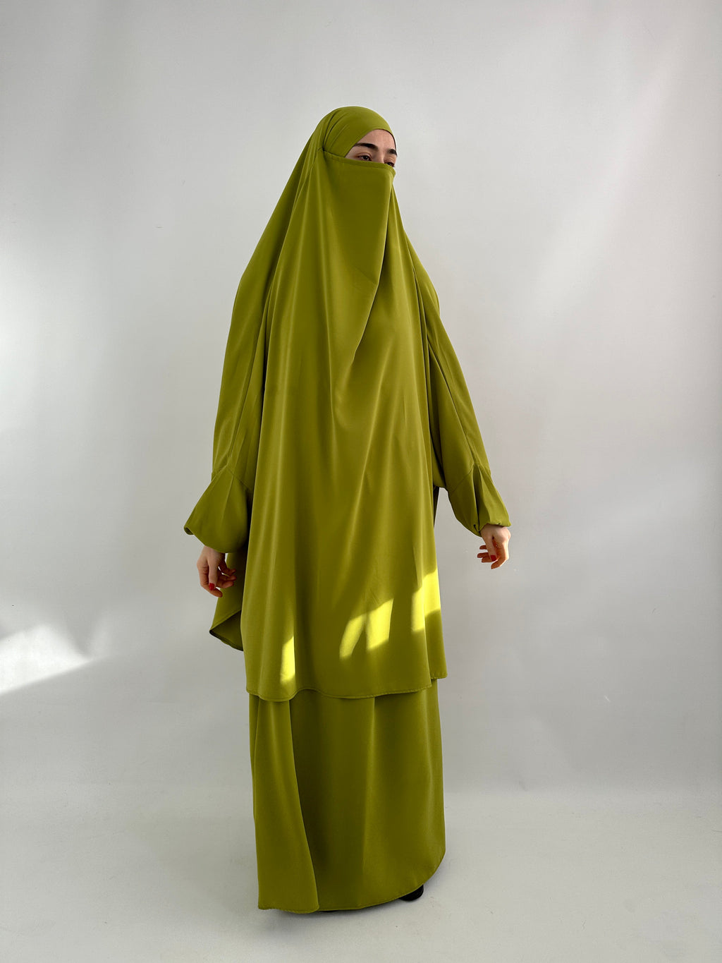 JILBEB DEUX PIÈCES SOIE DE MÈDINE OLIVE