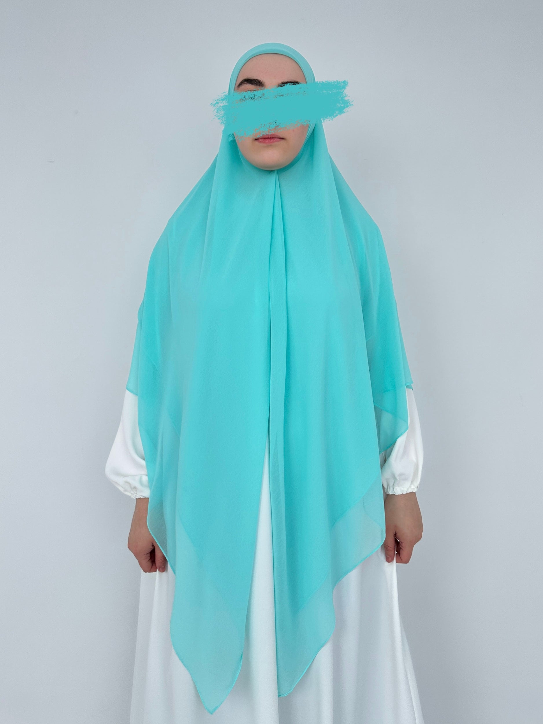 HIJAB CARRÉ XL EN MOUSSELINE AZUR