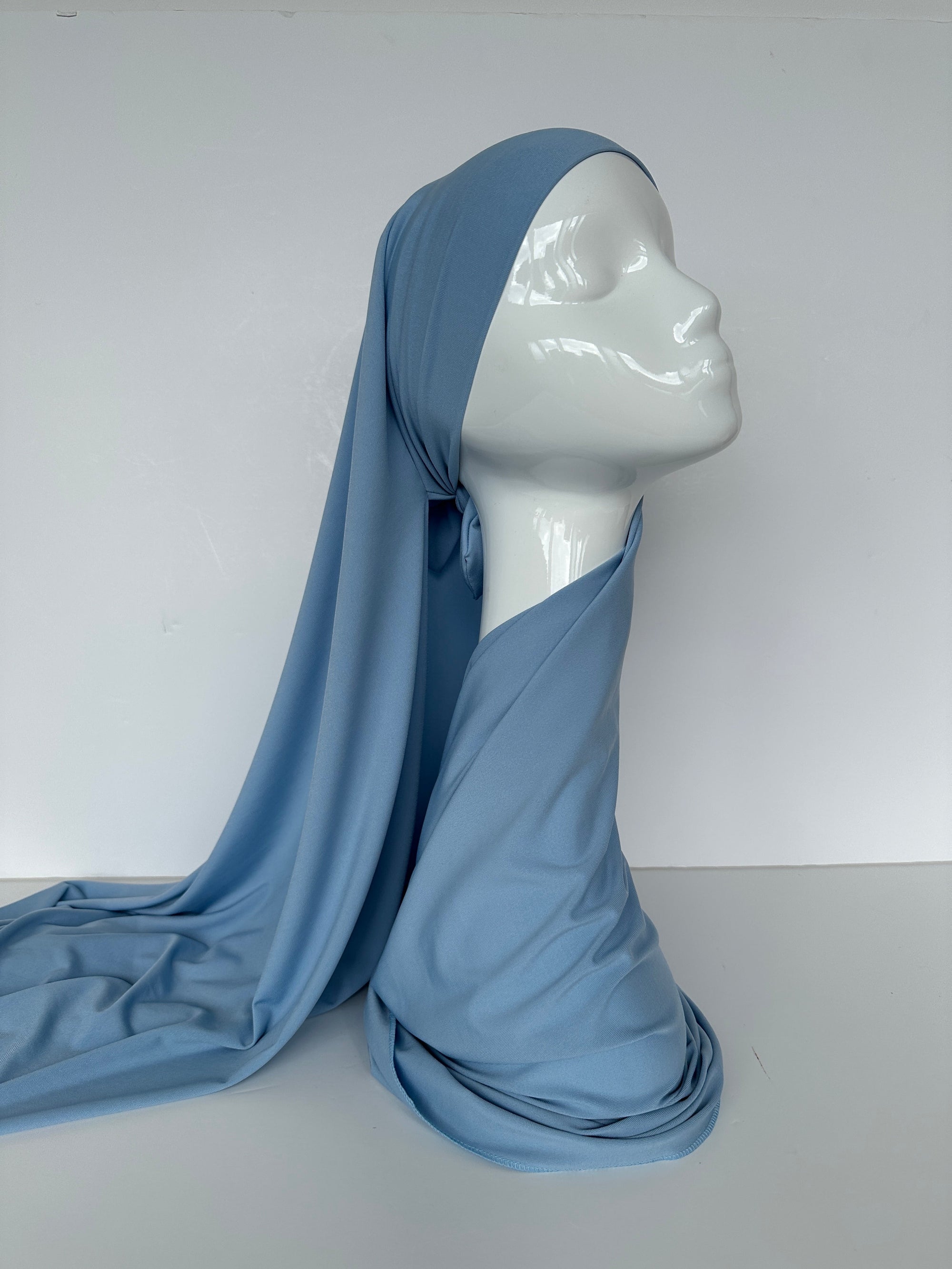 HIJAB JERSEY PREMIUM XL À NOUER BLEU CIEL