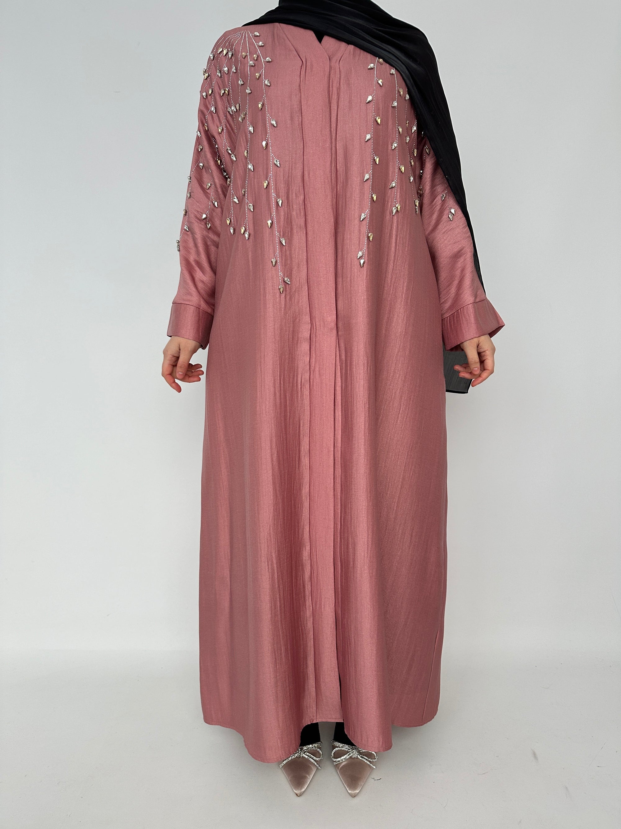 KIMONO LONG AVEC STRASS ROSE