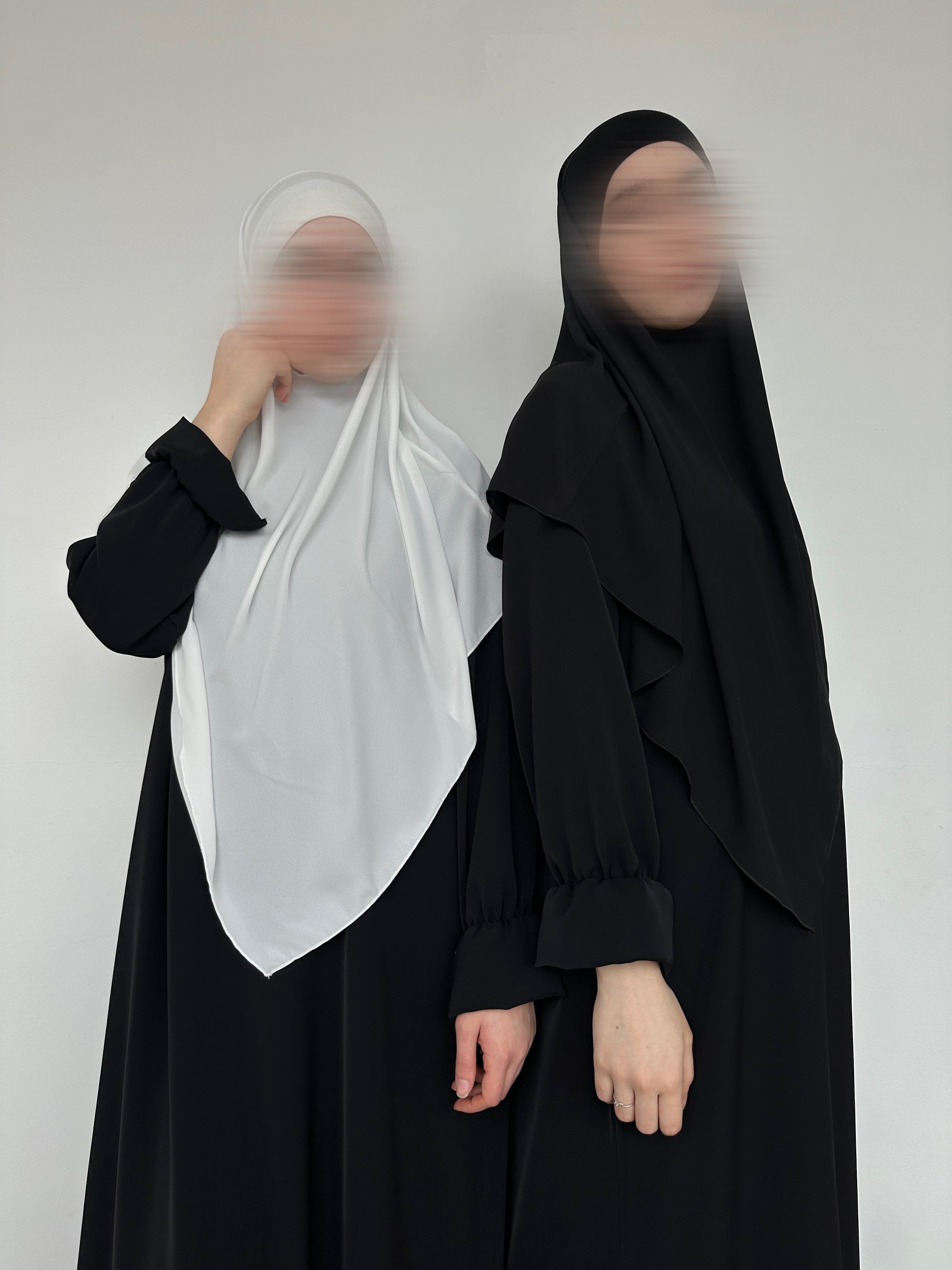 KHIMAR MI-LONG EN MOUSSELINE BANDEAU EN JERSEY