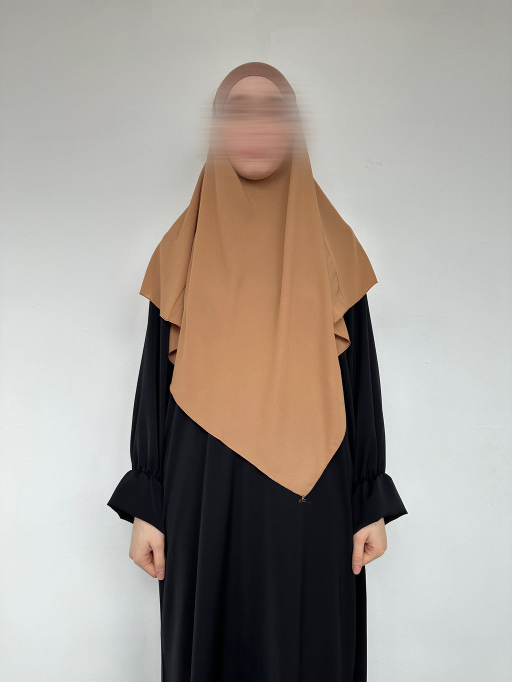 KHIMAR MI-LONG EN MOUSSELINE BANDEAU EN JERSEY