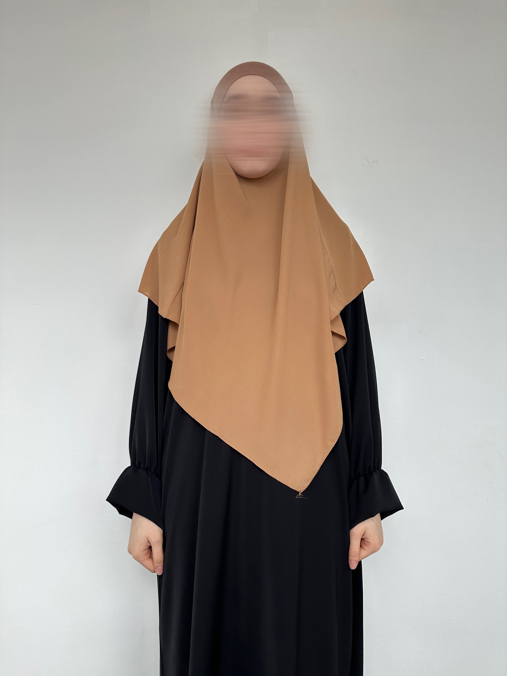 KHIMAR MI-LONG EN MOUSSELINE BANDEAU EN JERSEY