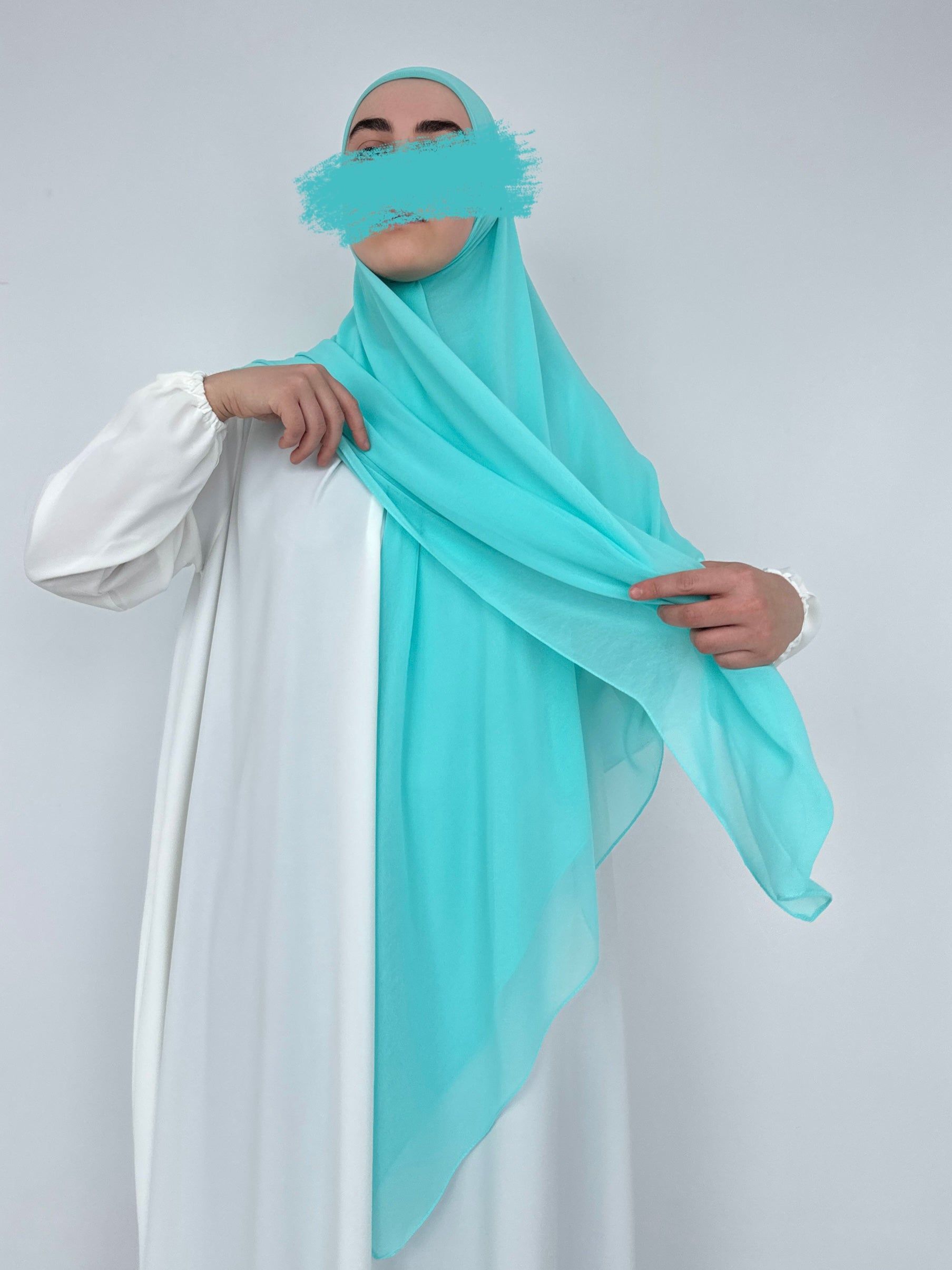 HIJAB CARRÉ XL EN MOUSSELINE AZUR