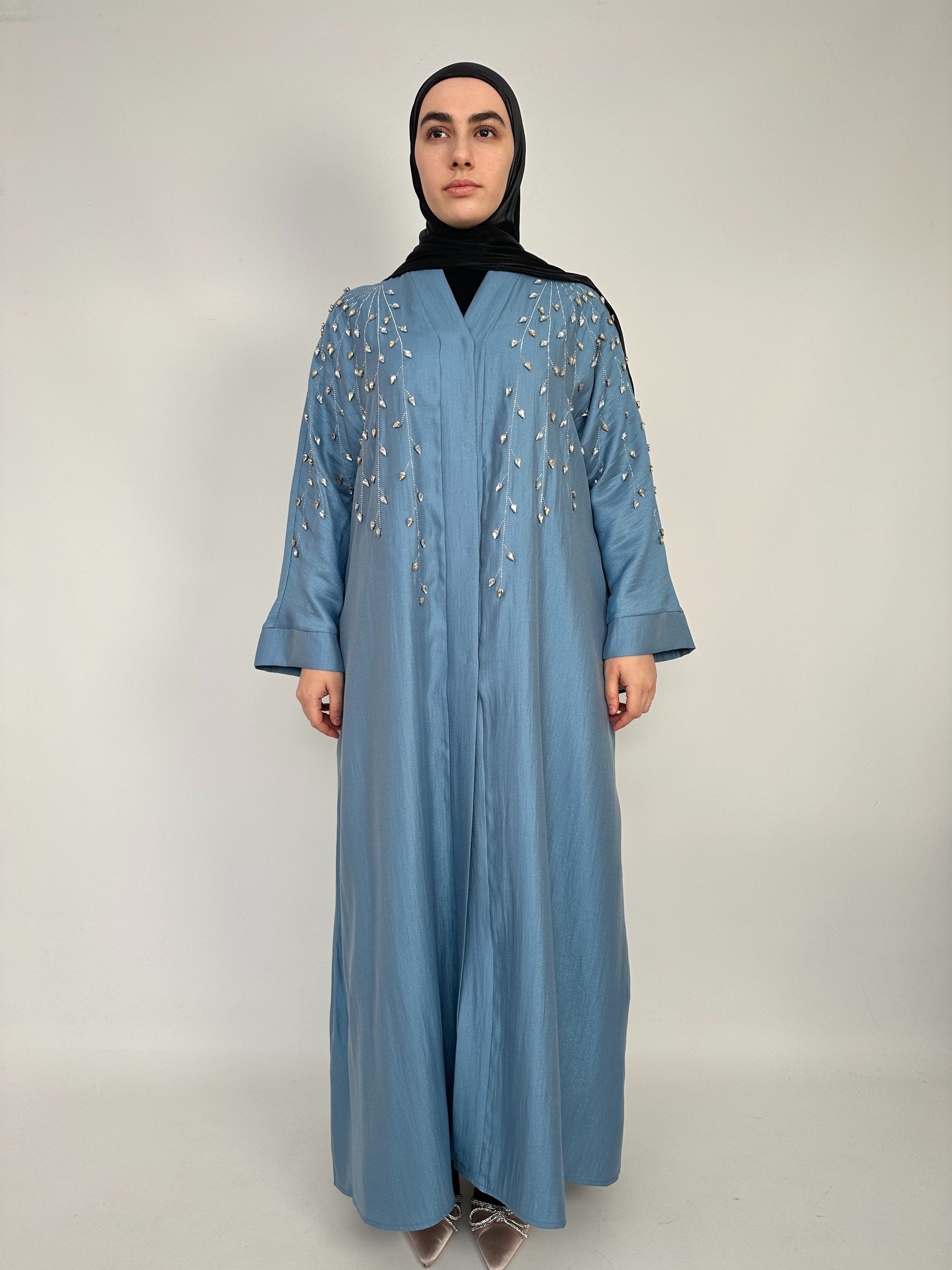 KIMONO LONG AVEC STRASS BLEU