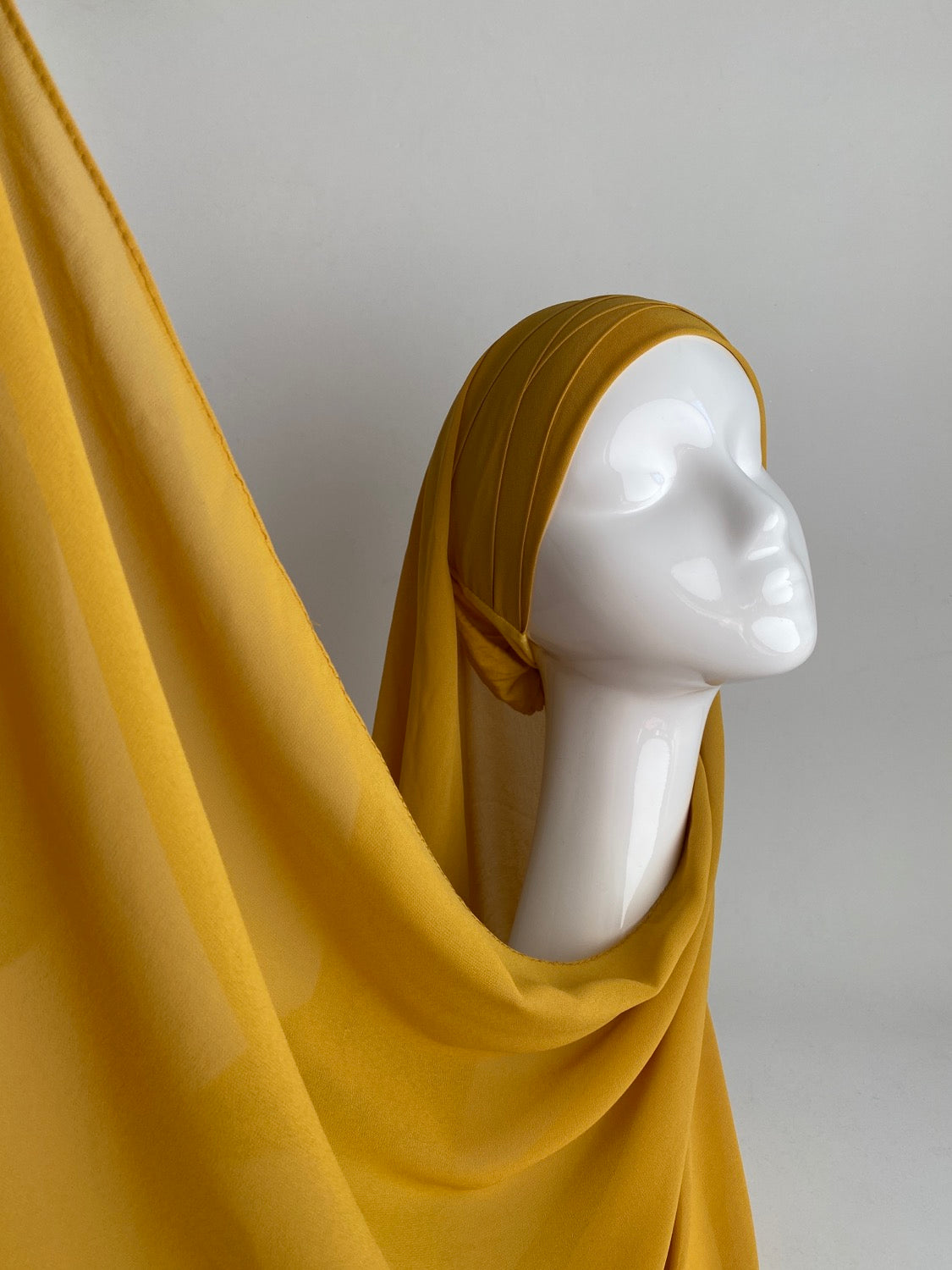 HIJAB À ENFILER MOUSSELINE MOUTARDE