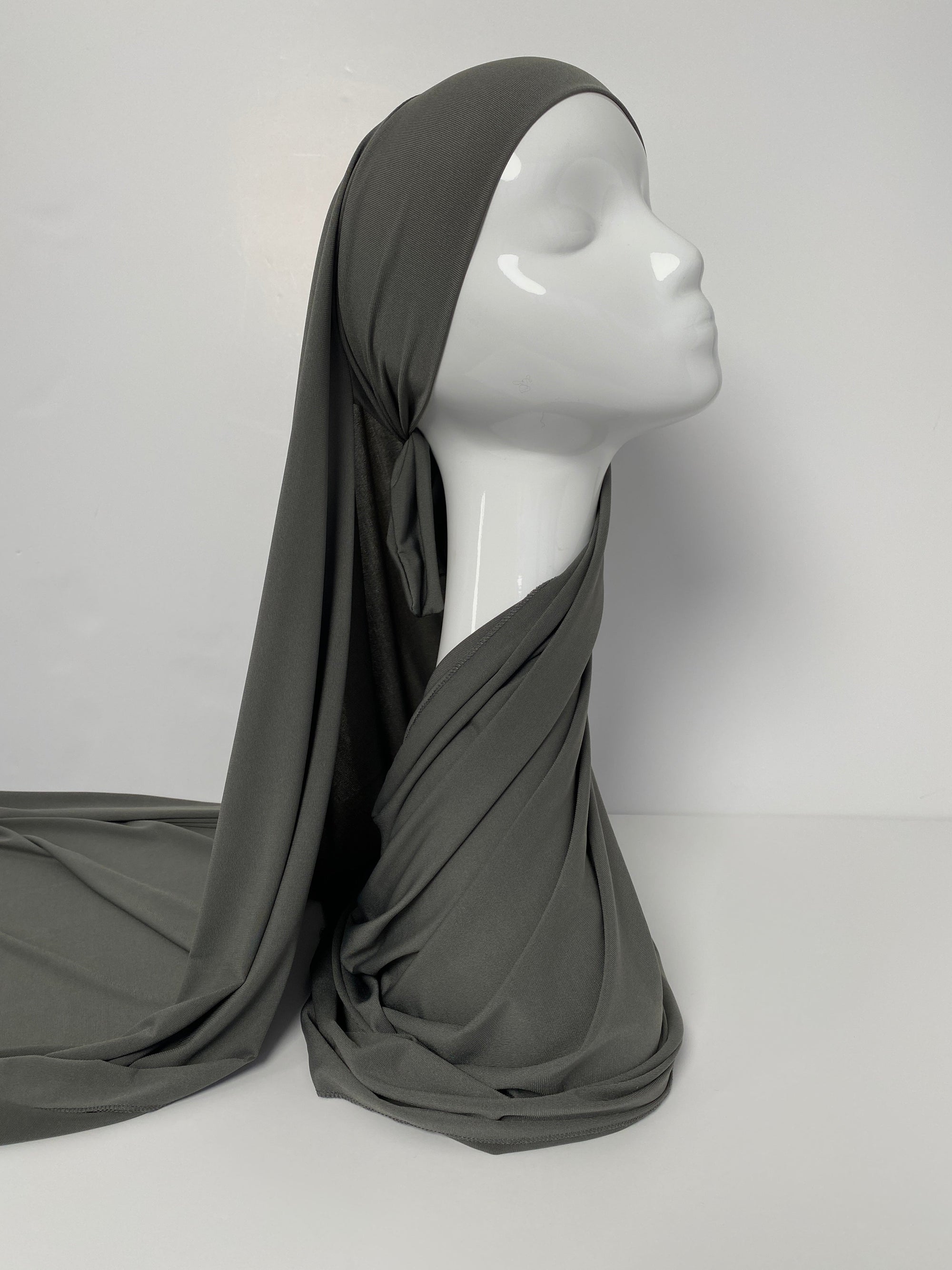 HIJAB JERSEY PREMIUM XL À NOUER GRIS FONCE