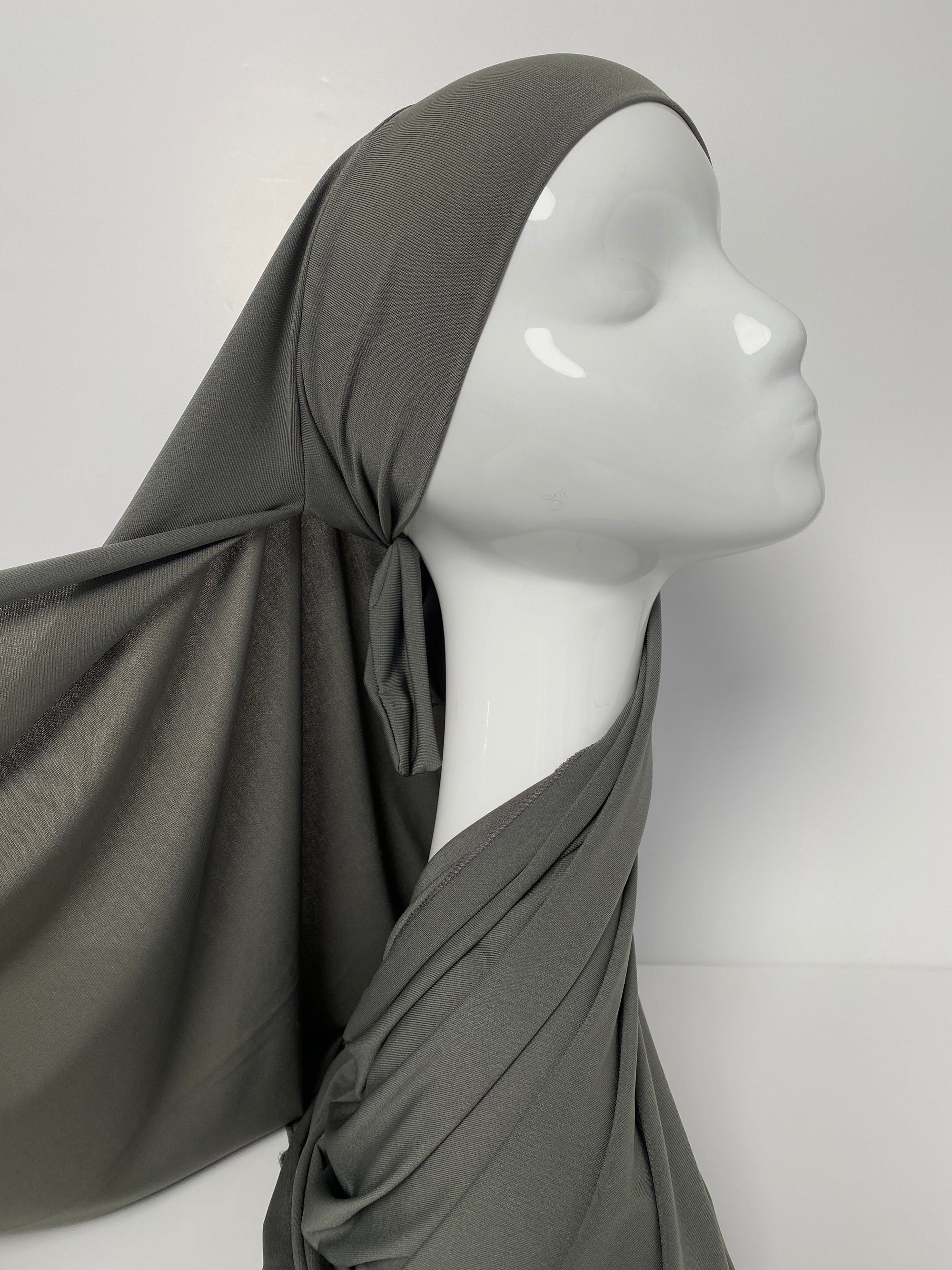 HIJAB JERSEY PREMIUM XL À NOUER GRIS FONCE