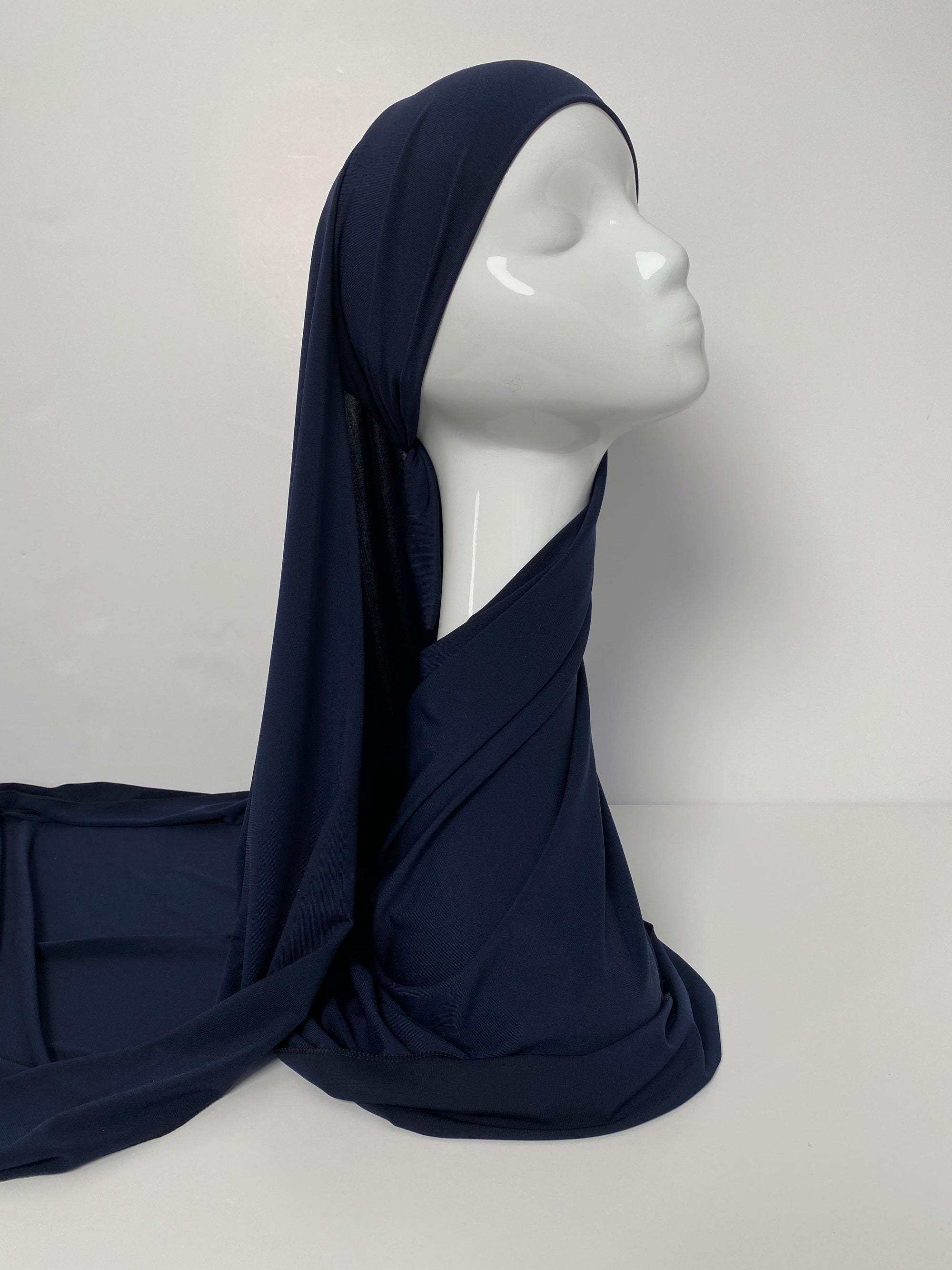 HIJAB JERSEY PREMIUM XL À NOUER BLEU MARINE