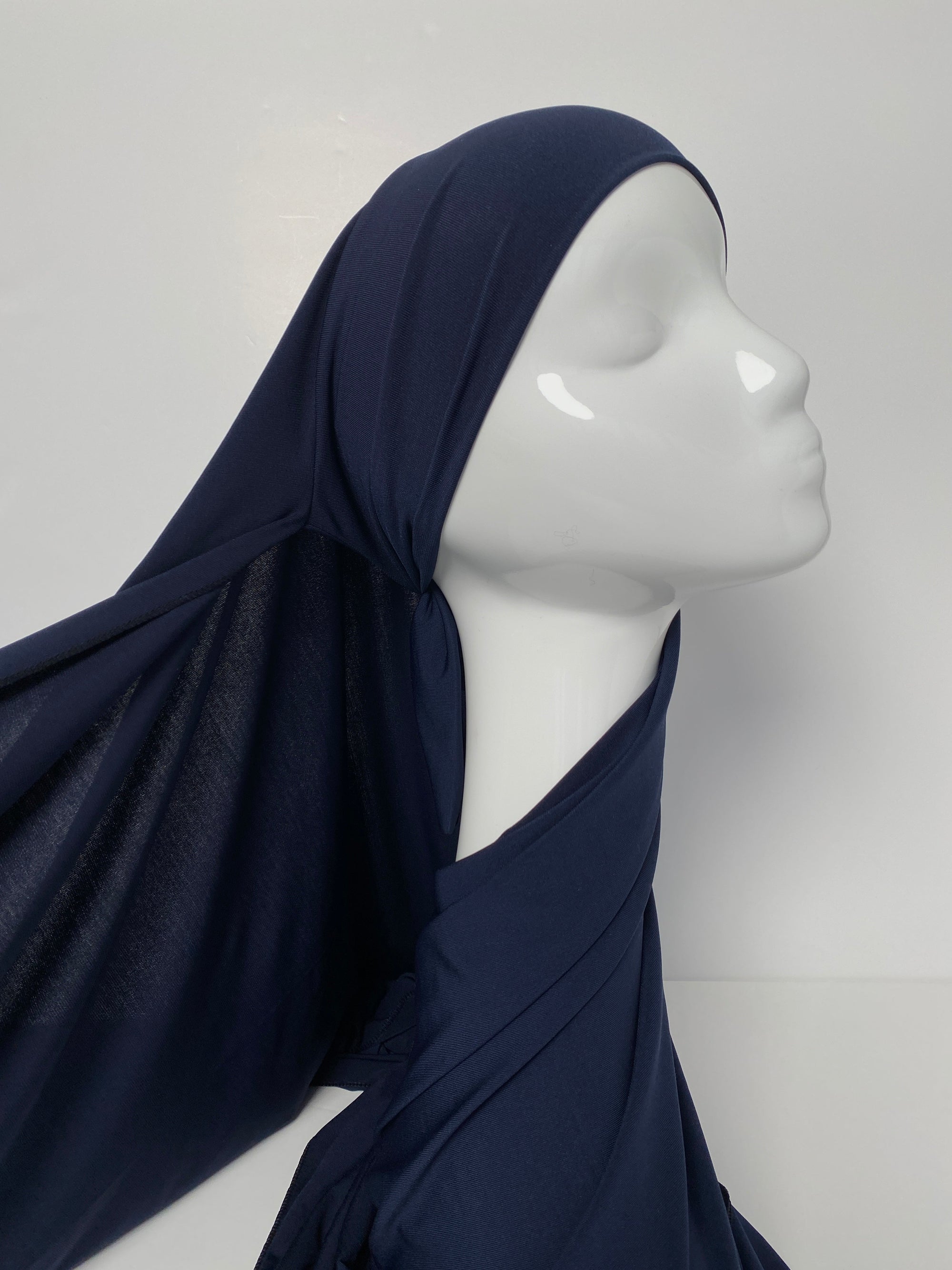 HIJAB JERSEY PREMIUM XL À NOUER BLEU MARINE