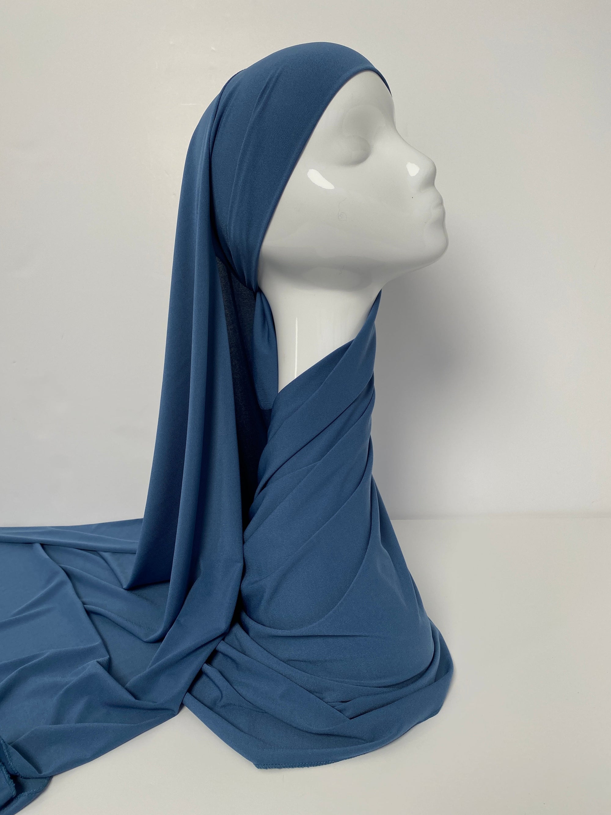 HIJAB JERSEY PREMIUM XL À NOUER BLEU