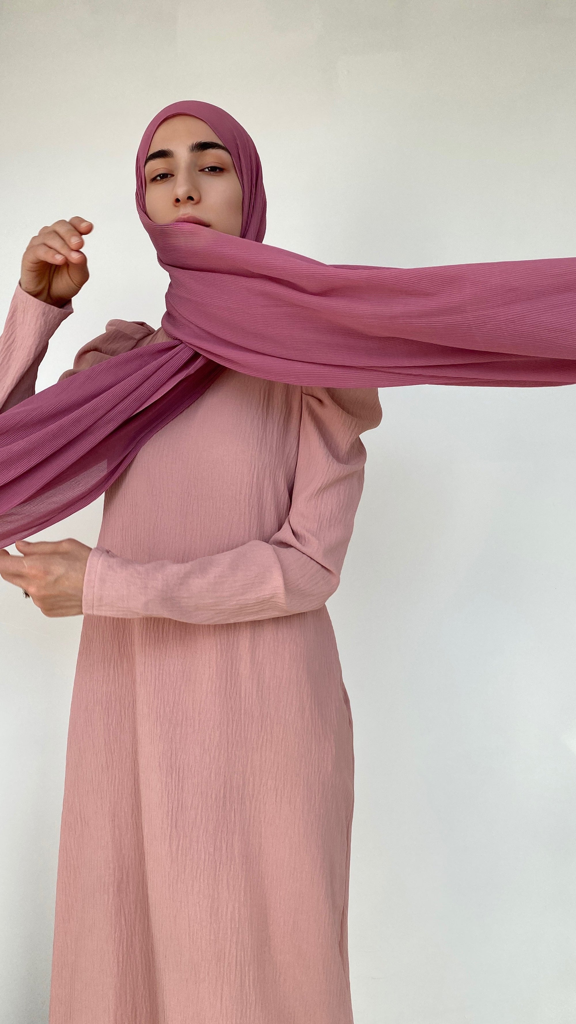 HIJAB PLISSÉ FRAMBOISE