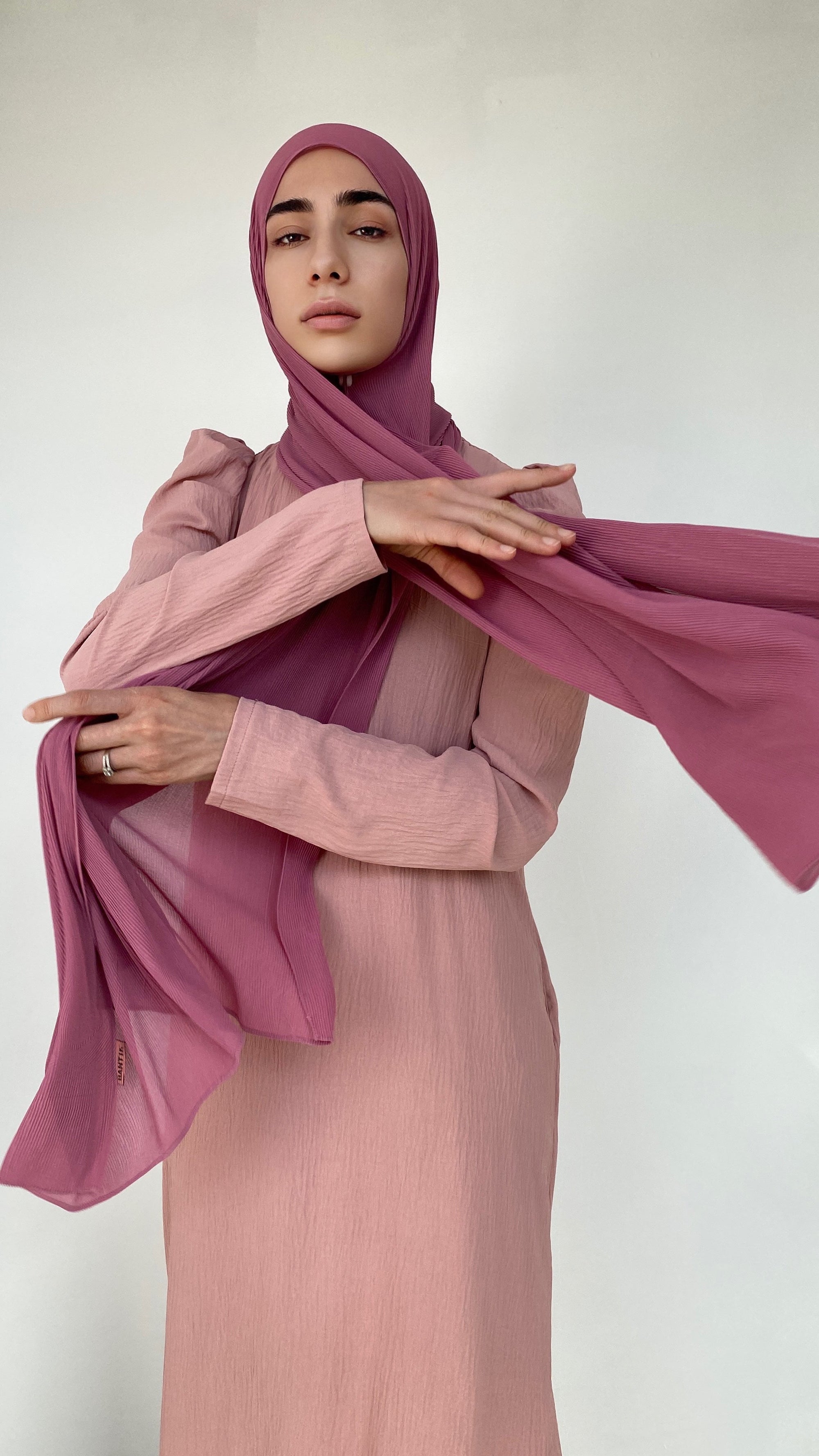 HIJAB PLISSÉ FRAMBOISE