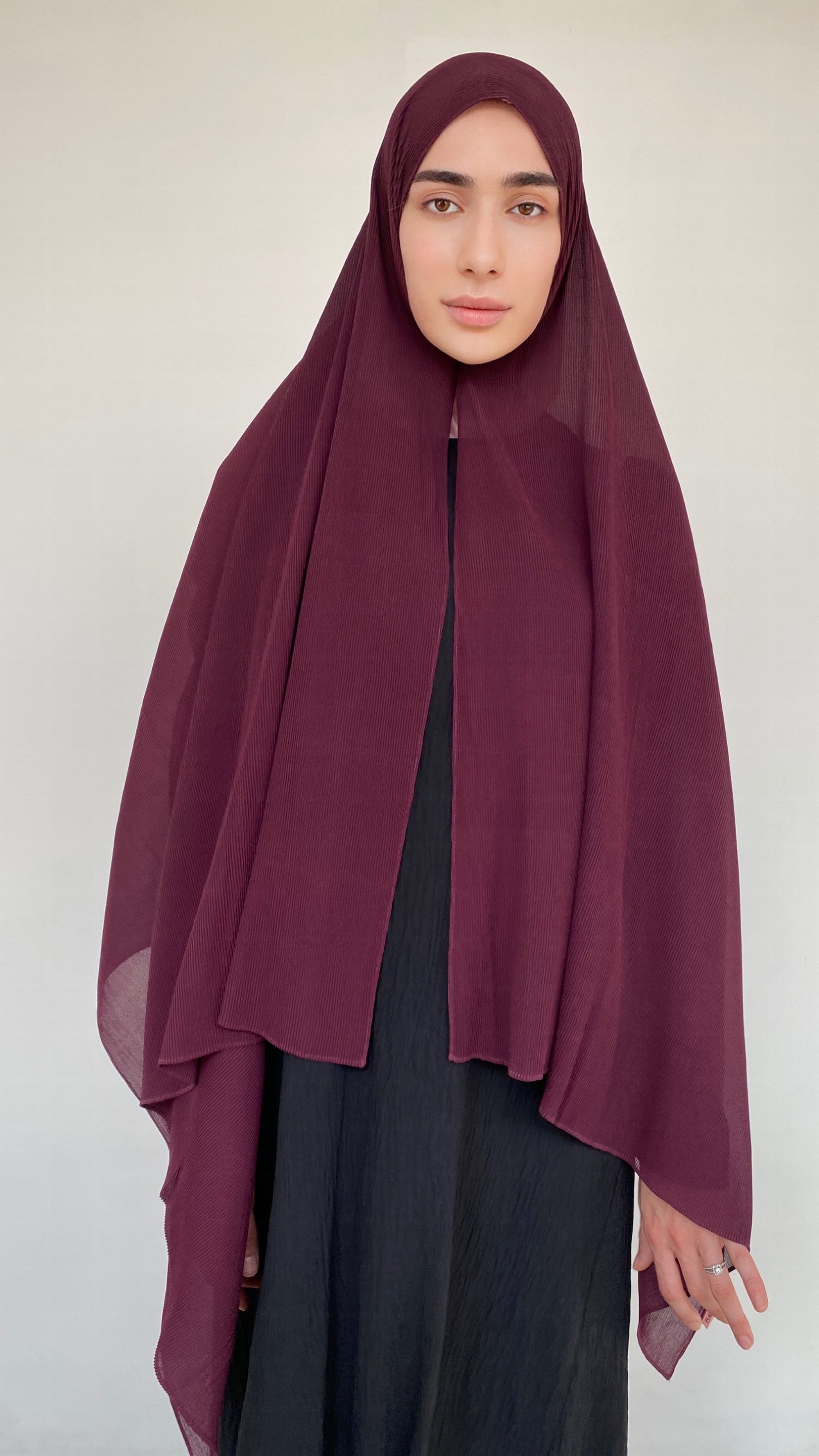 HIJAB MOUSSELINE PLISSÉ RAISIN