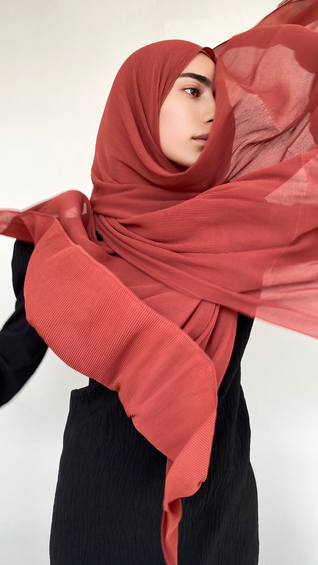 HIJAB PLISSÉ CORAIL