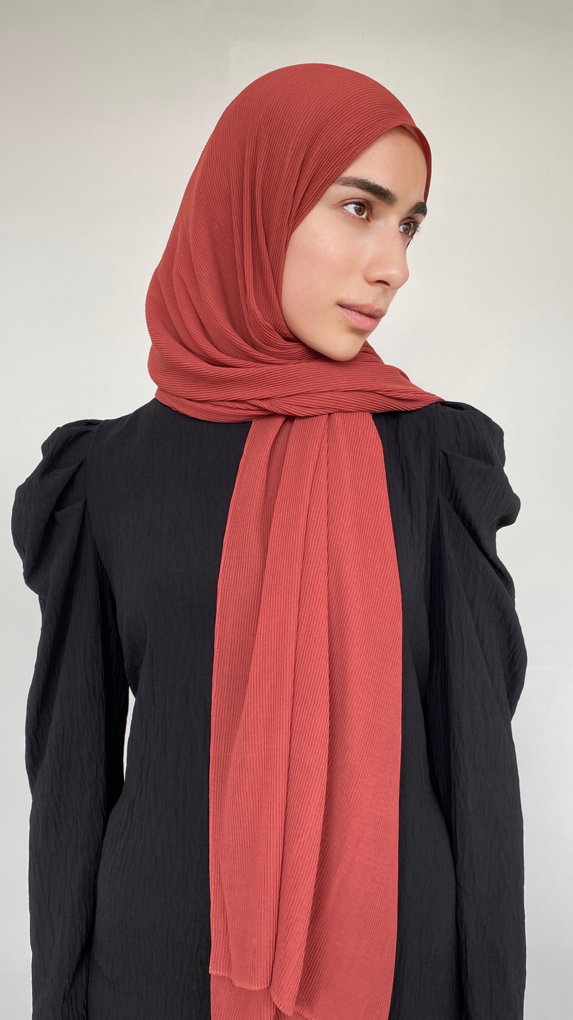 HIJAB PLISSÉ CORAIL