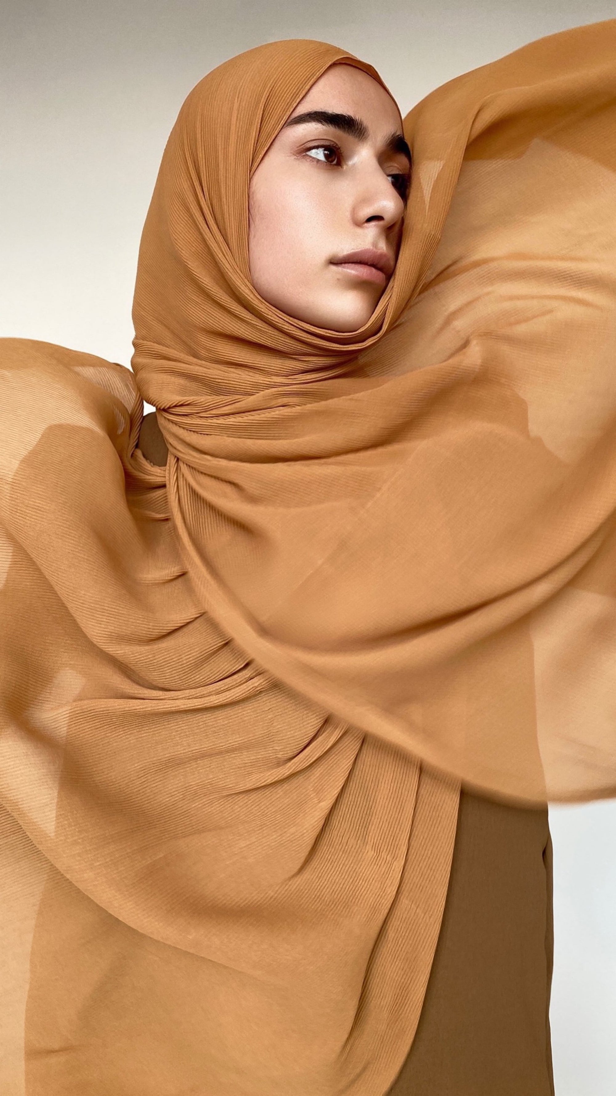 HIJAB PLISSÉ CARAMEL
