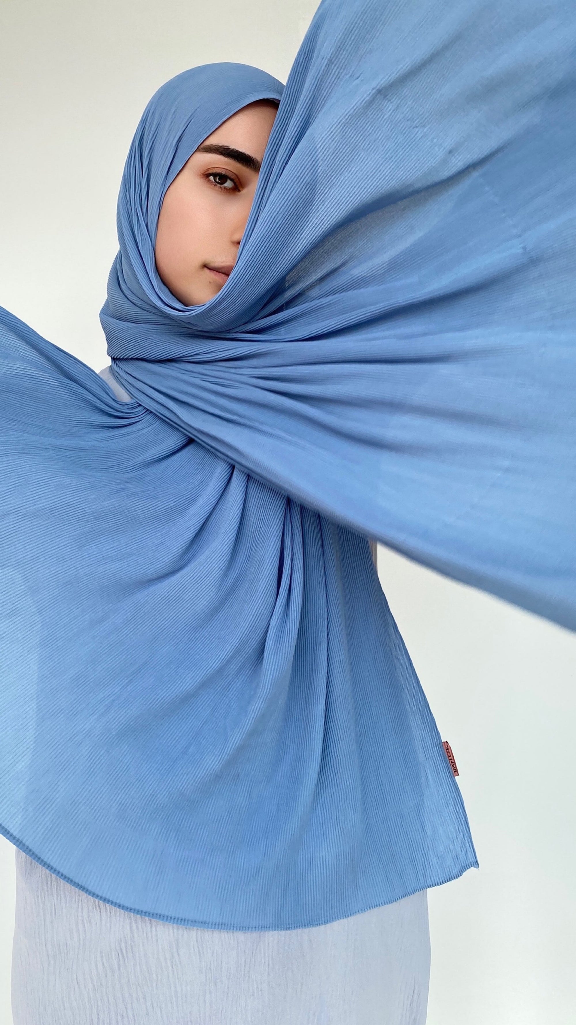 HIJAB PLISSÉ BLEU