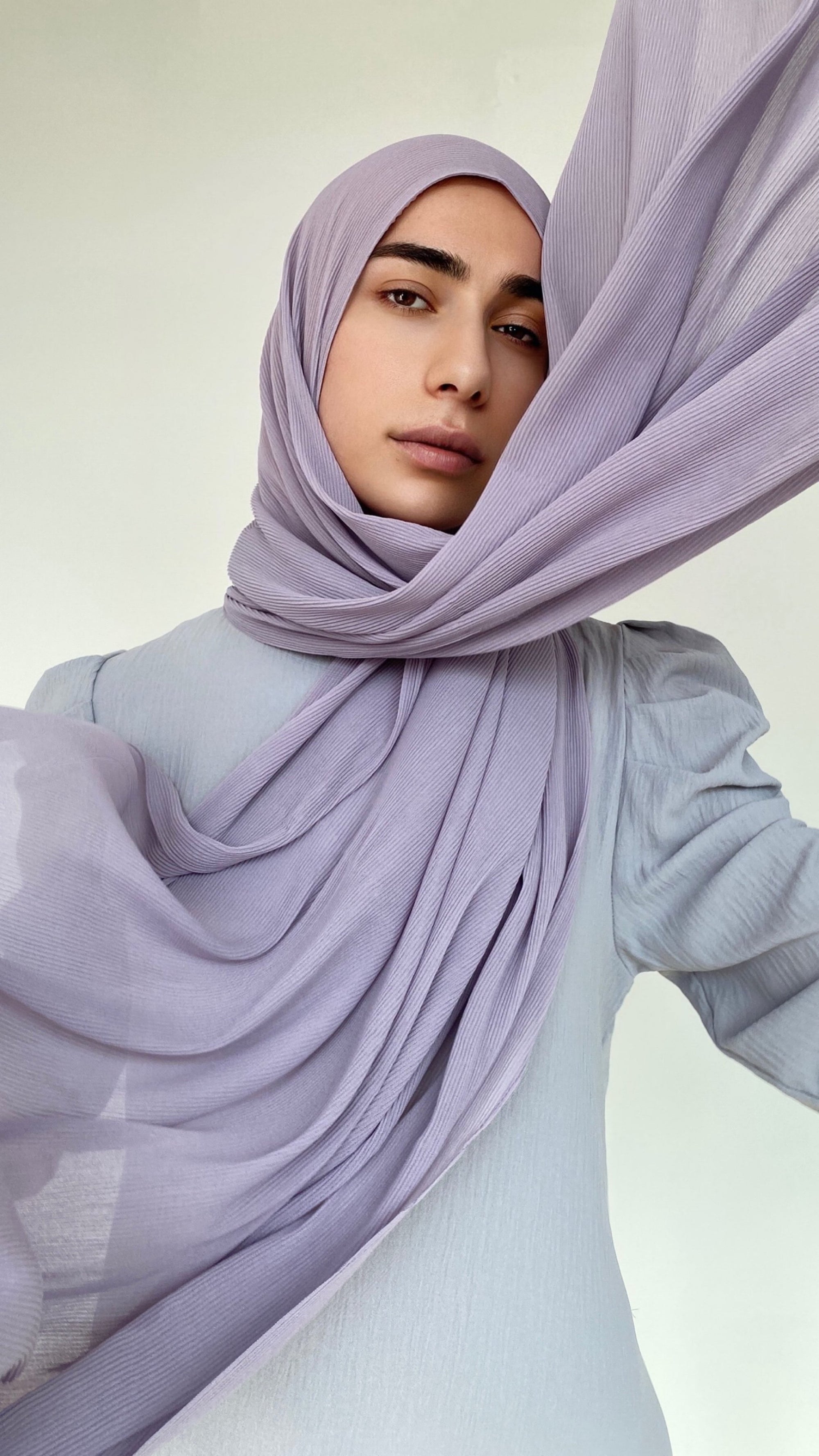 HIJAB MOUSSELINE PLISSÉ LILAS