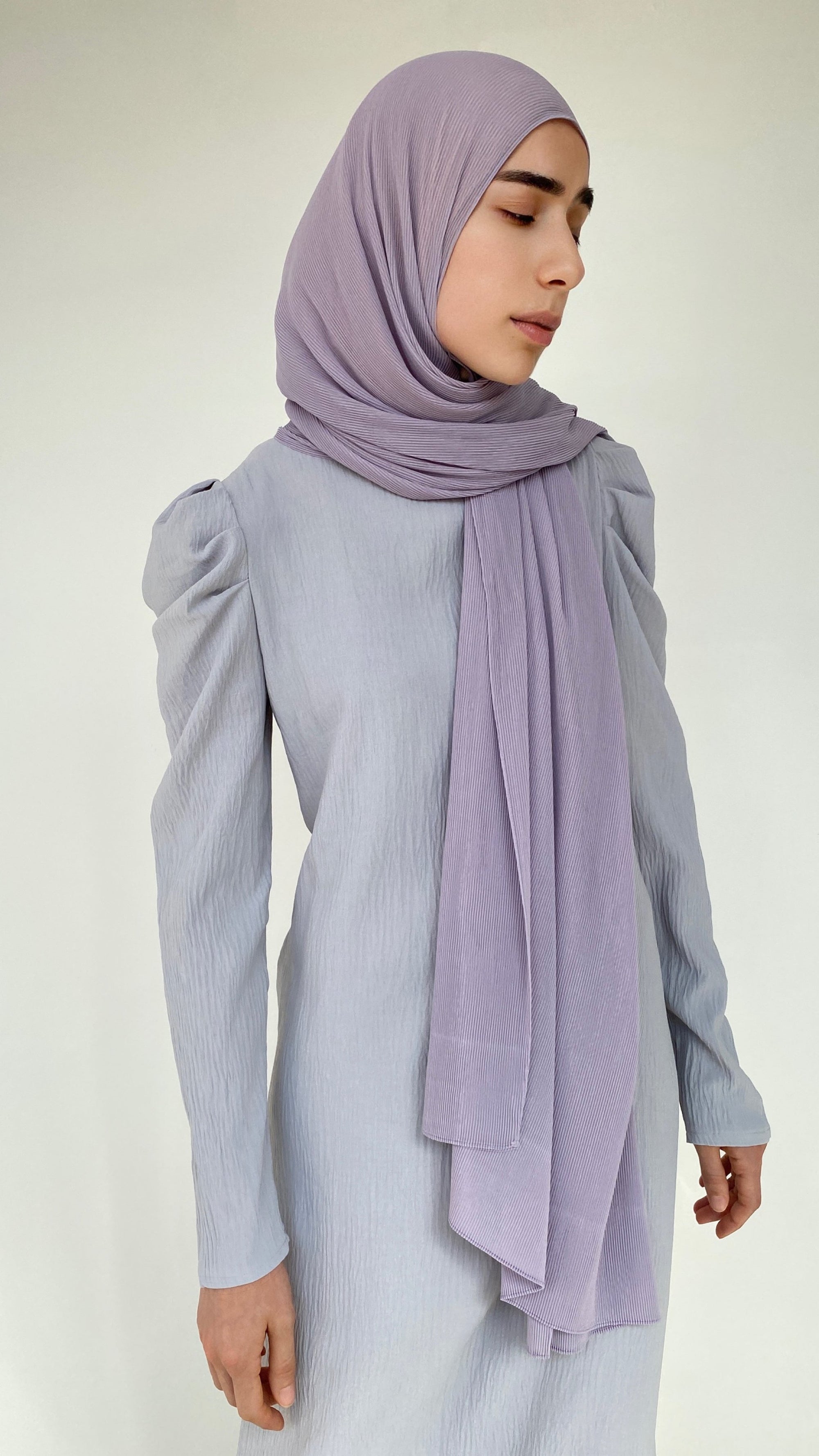 HIJAB MOUSSELINE PLISSÉ LILAS