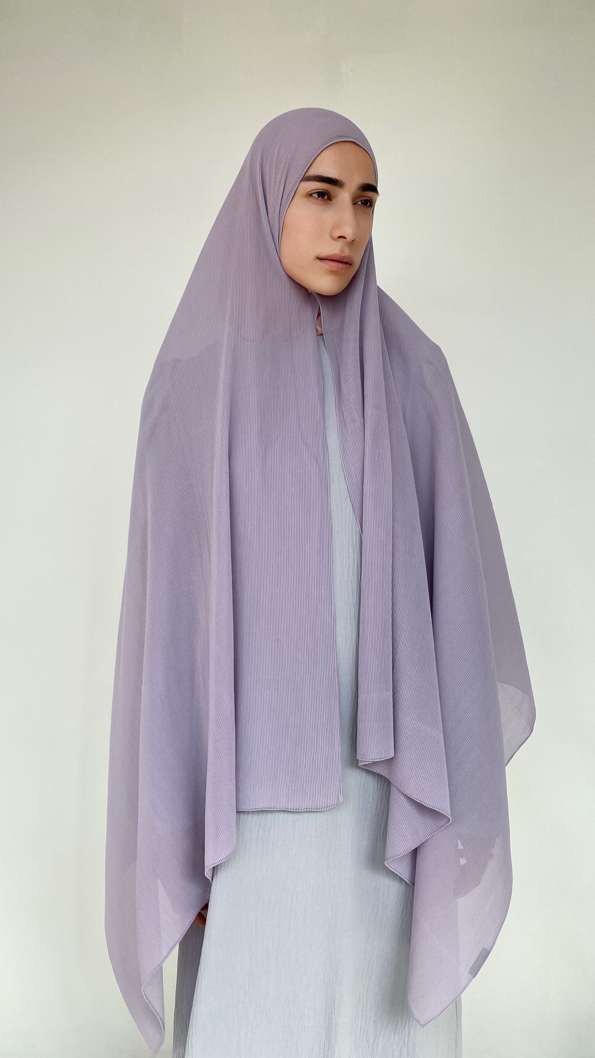 HIJAB MOUSSELINE PLISSÉ LILAS