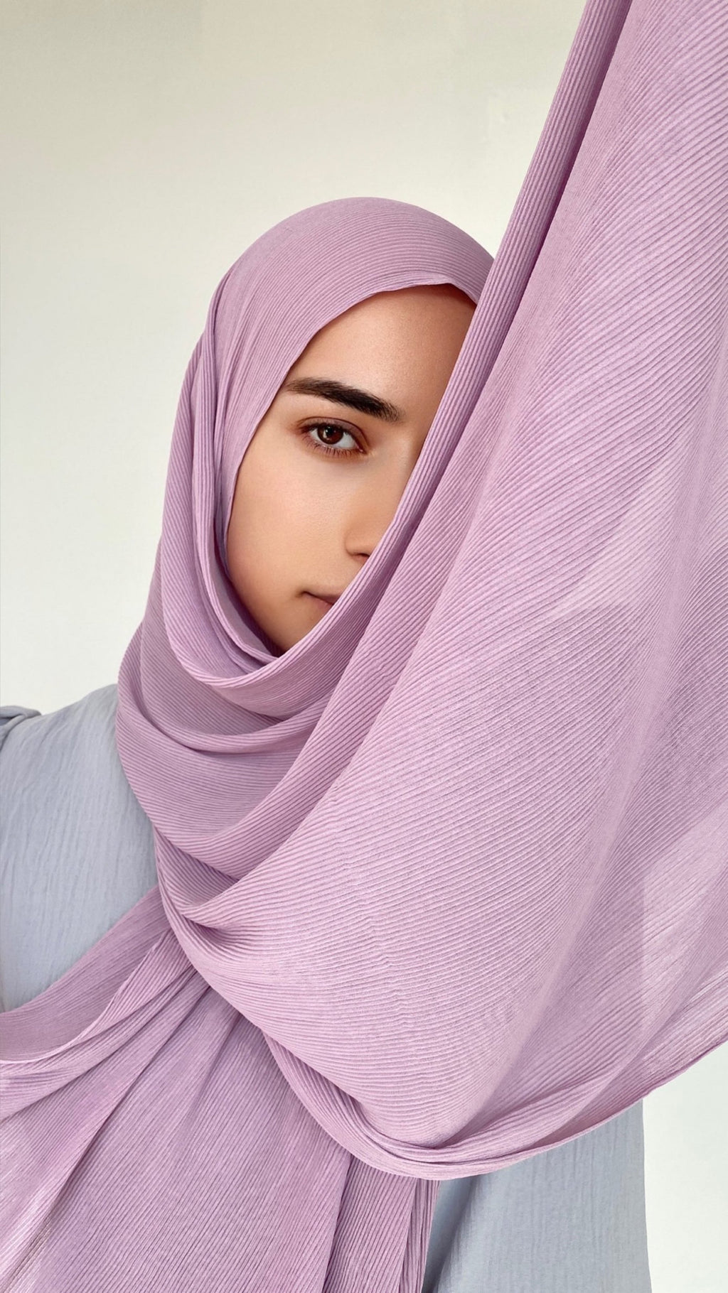 HIJAB MOUSSELINE PLISSÉ LILAS