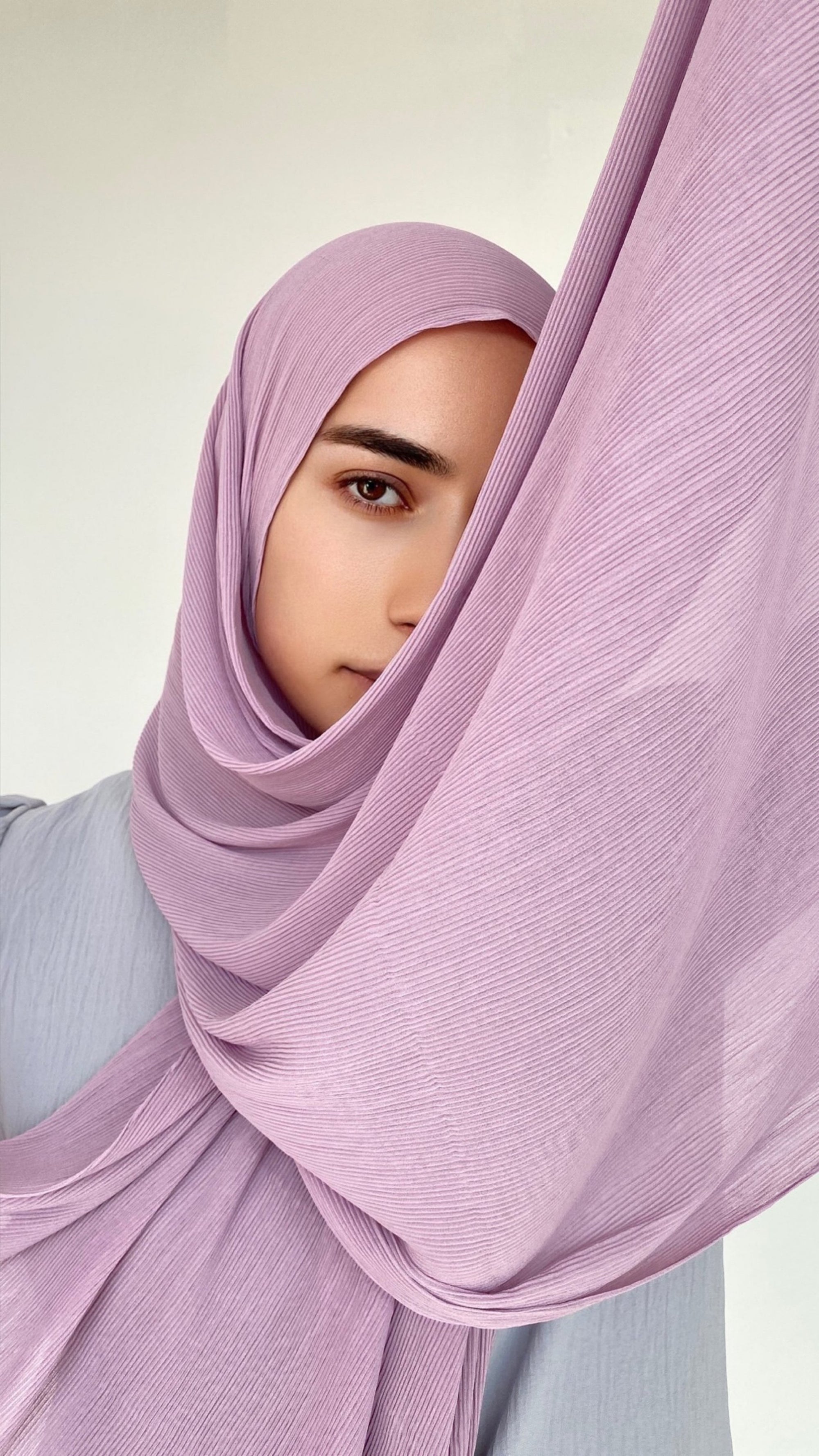HIJAB MOUSSELINE PLISSÉ LILAS