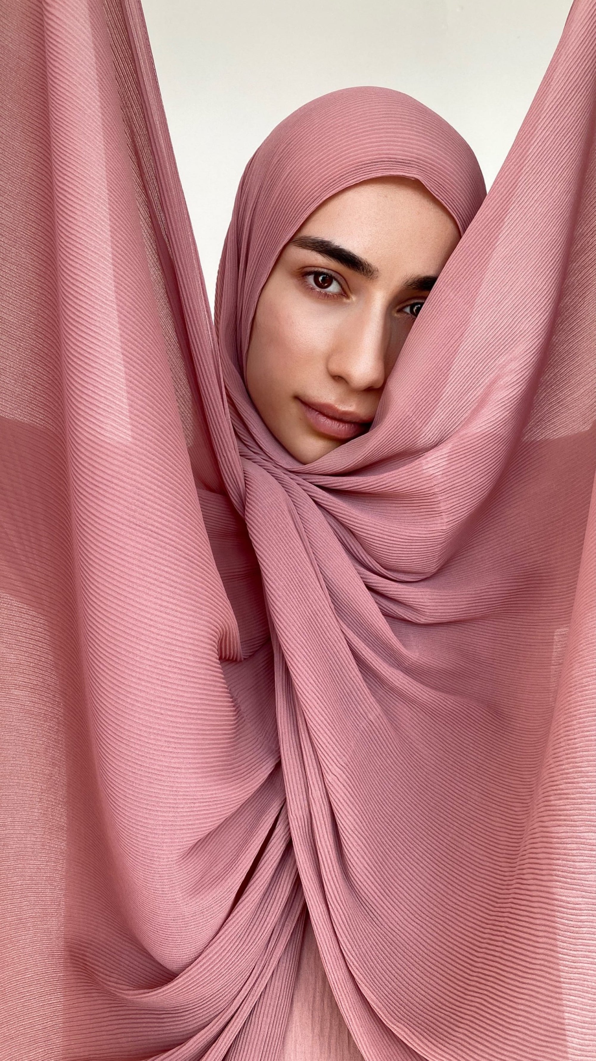 HIJAB PLISSÉ ROSE PÂLE
