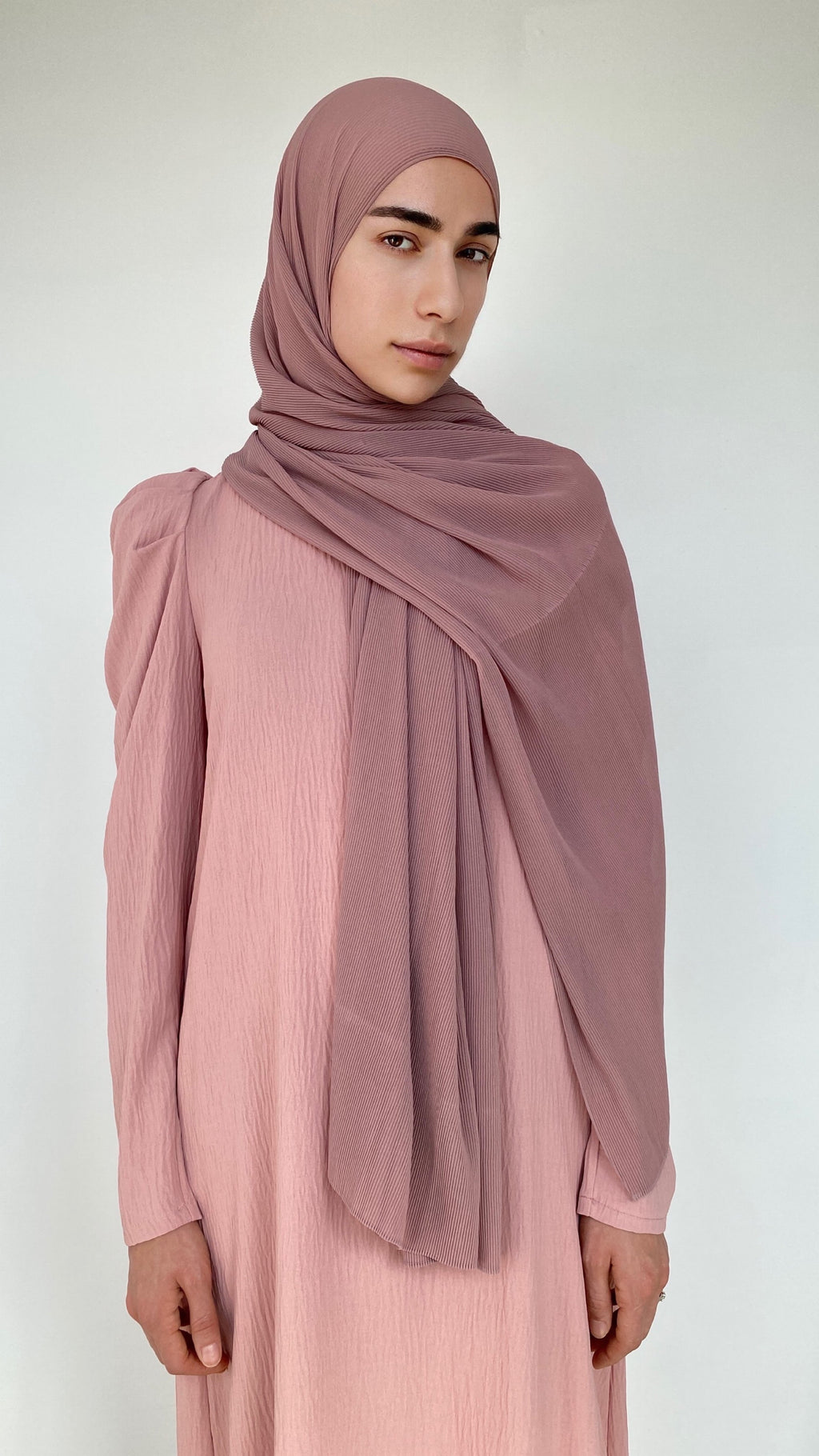 HIJAB PLISSÉ VIEUX ROSE