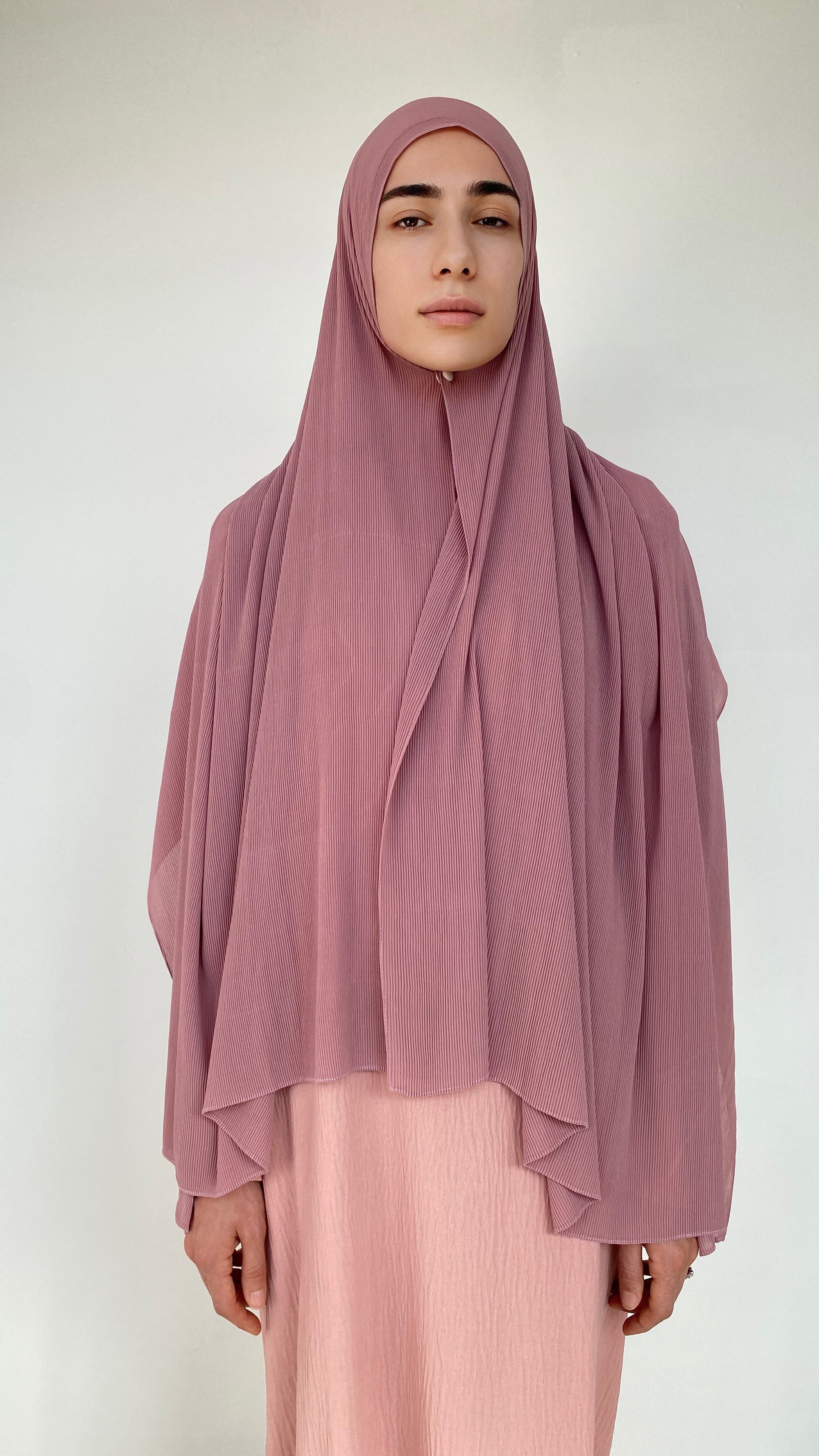 HIJAB MOUSSELINE PLISSÉ VIEUX ROSE