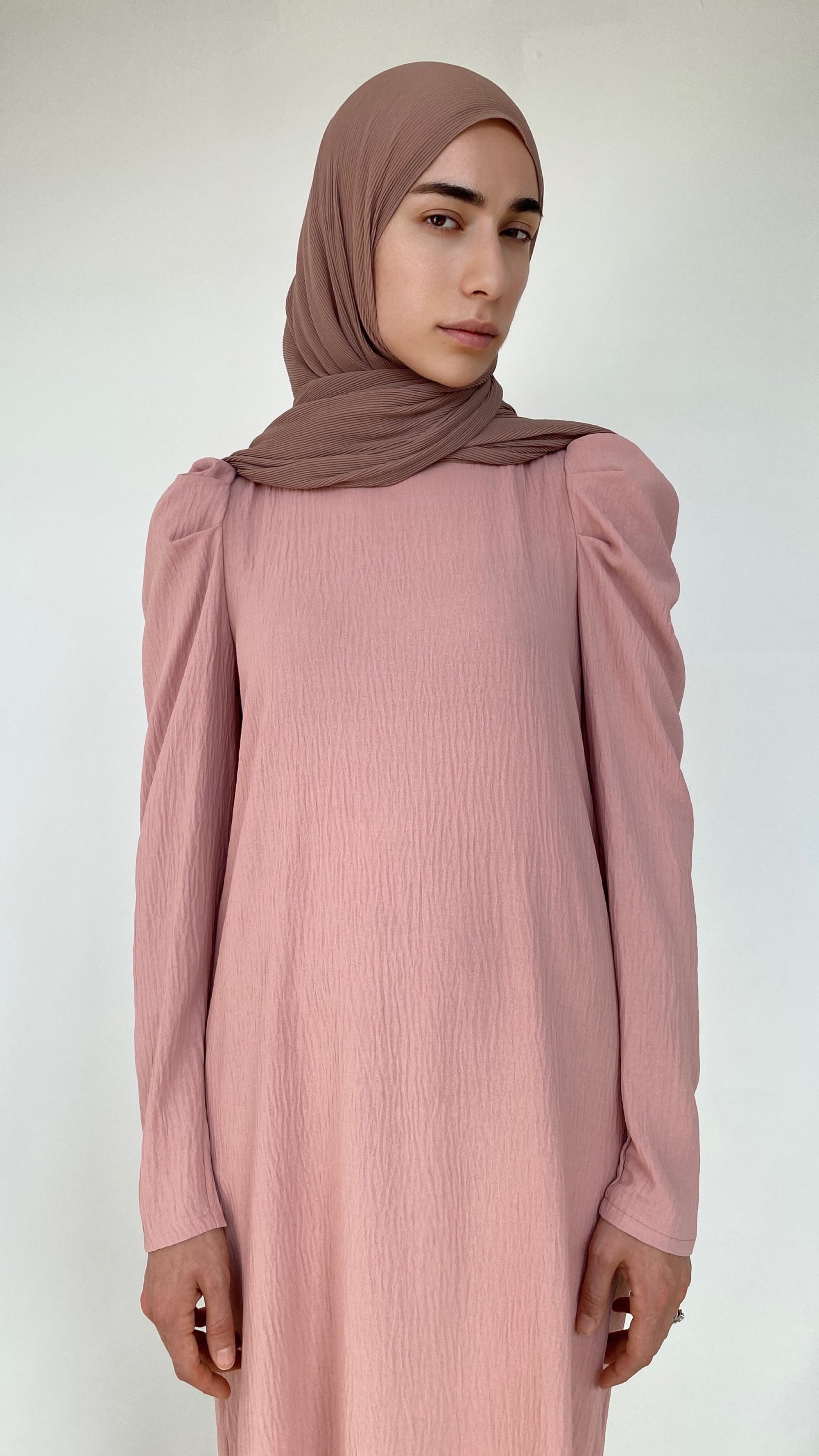 HIJAB MOUSSELINE PLISSÉ ROSE NUDE