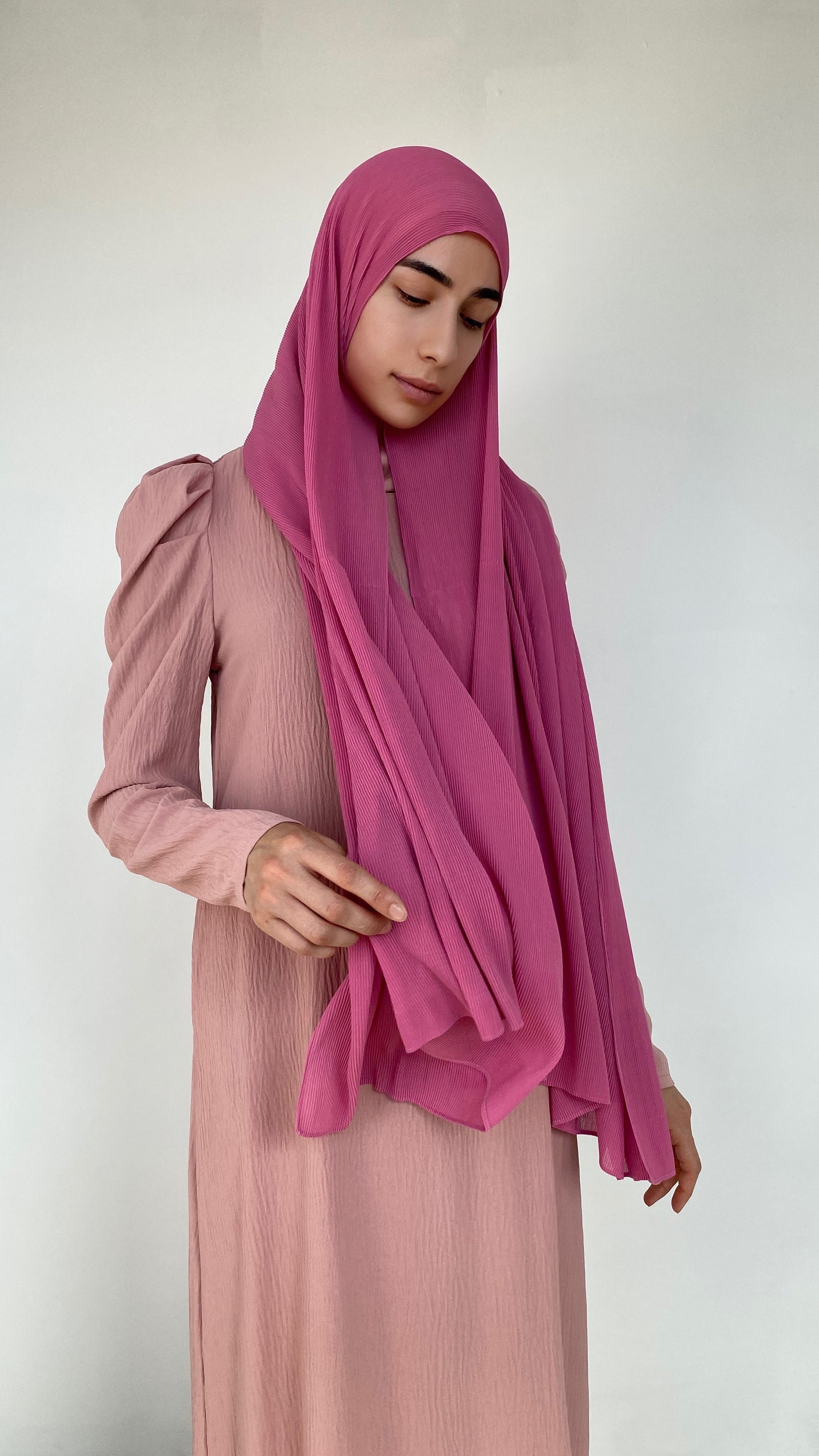 HIJAB MOUSSELINE PLISSÉ FUSCHIA