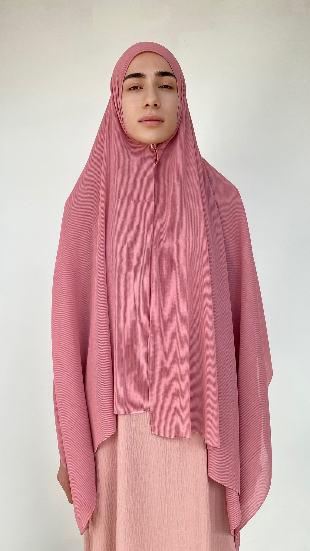 HIJAB MOUSSELINE PLISSÉ ROSE DOUX