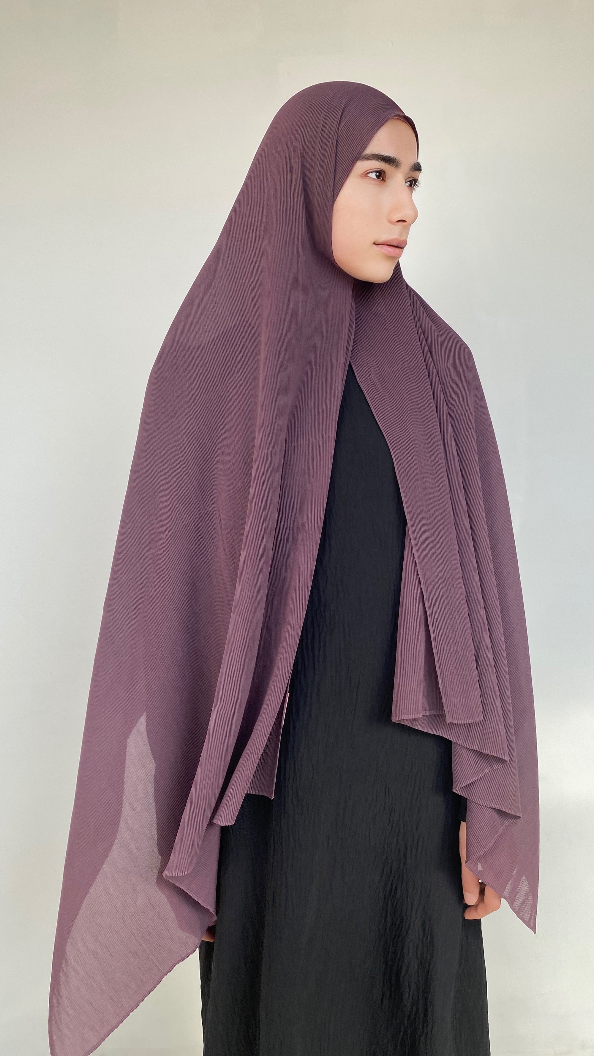 HIJAB MOUSSELINE PLISSÉ PRUNE