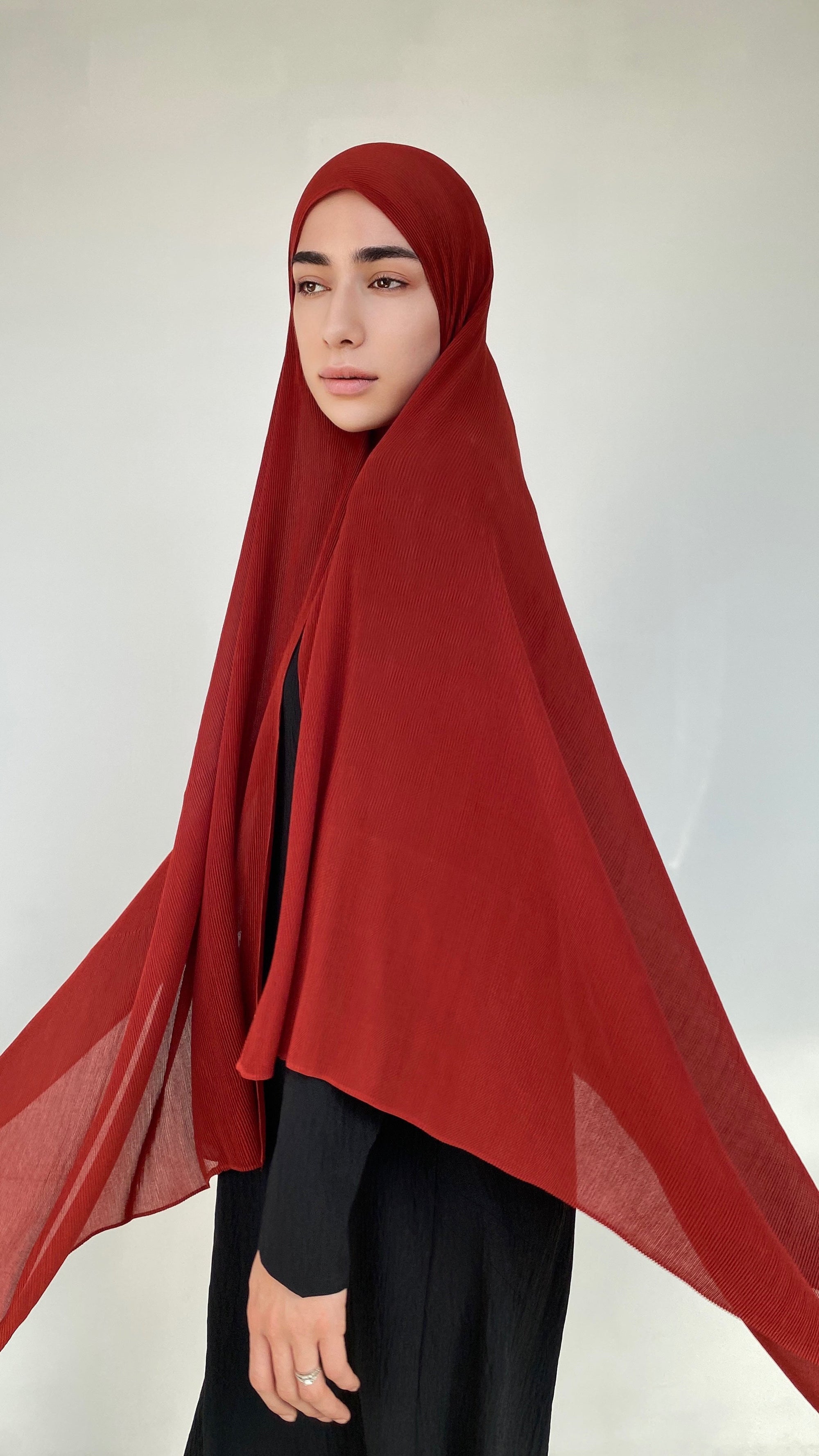 HIJAB MOUSSELINE PLISSÉ SCARLET