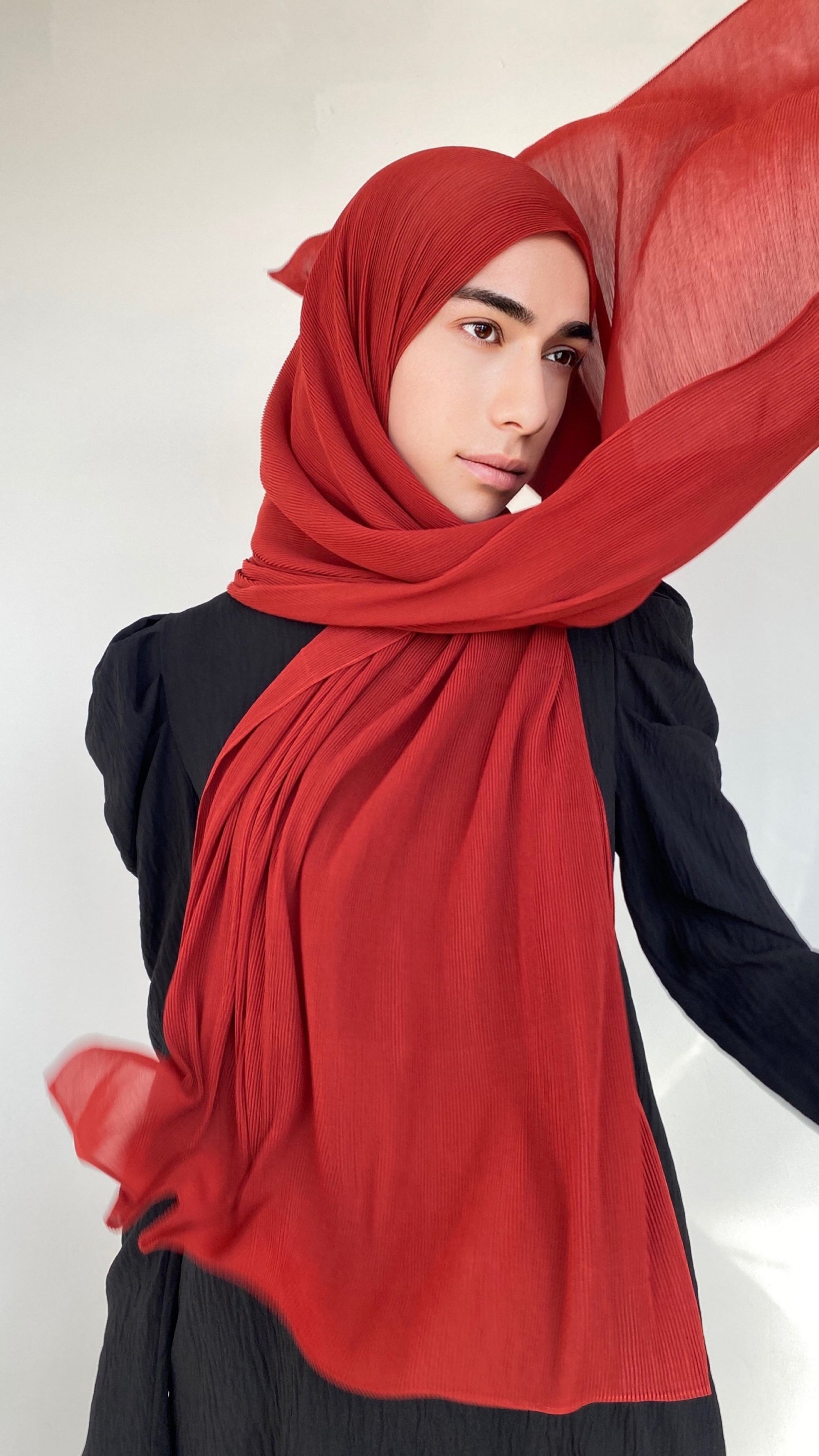 HIJAB MOUSSELINE PLISSÉ SCARLET