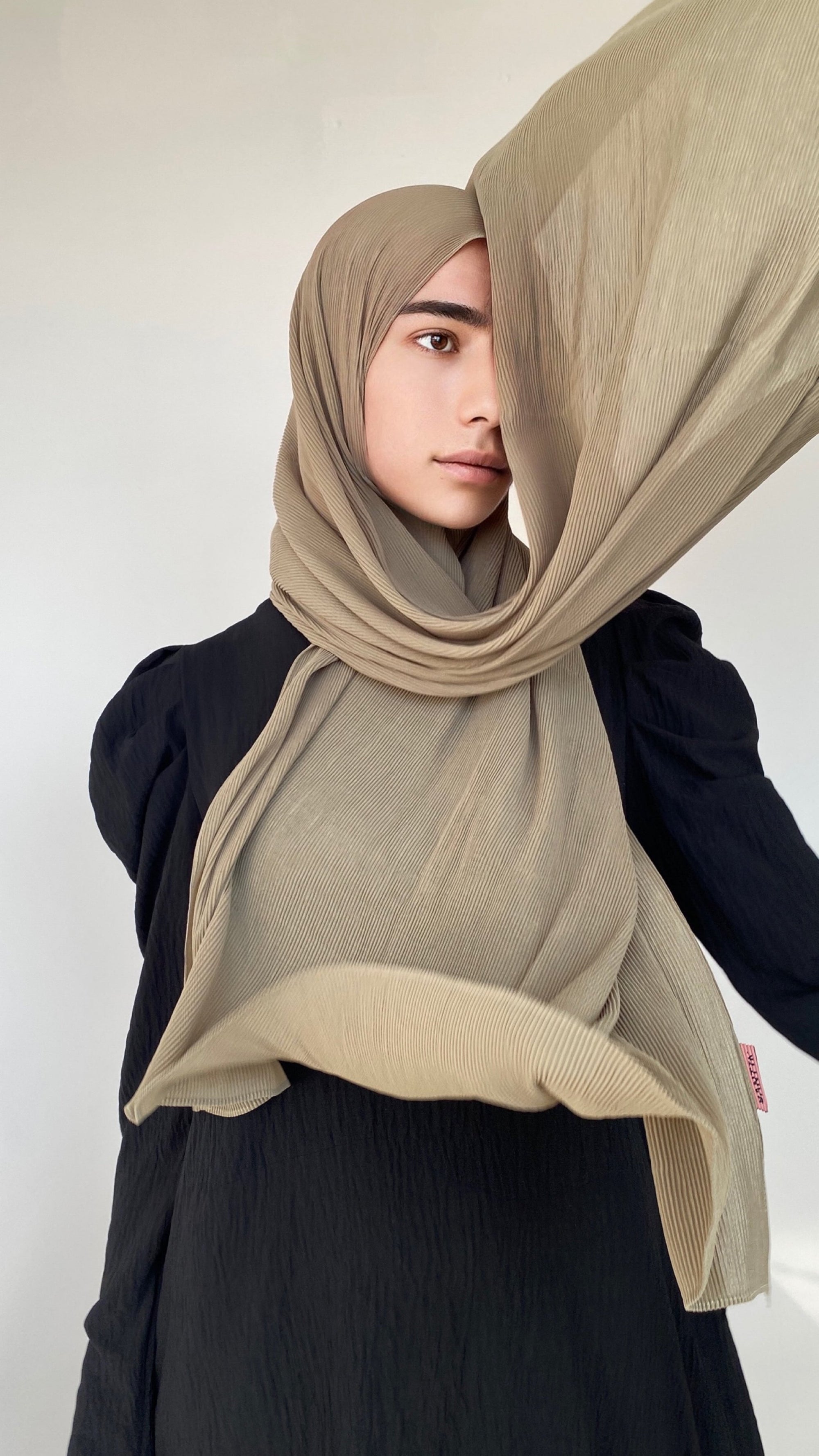 HIJAB MOUSSELINE PLISSÉ CAMEL