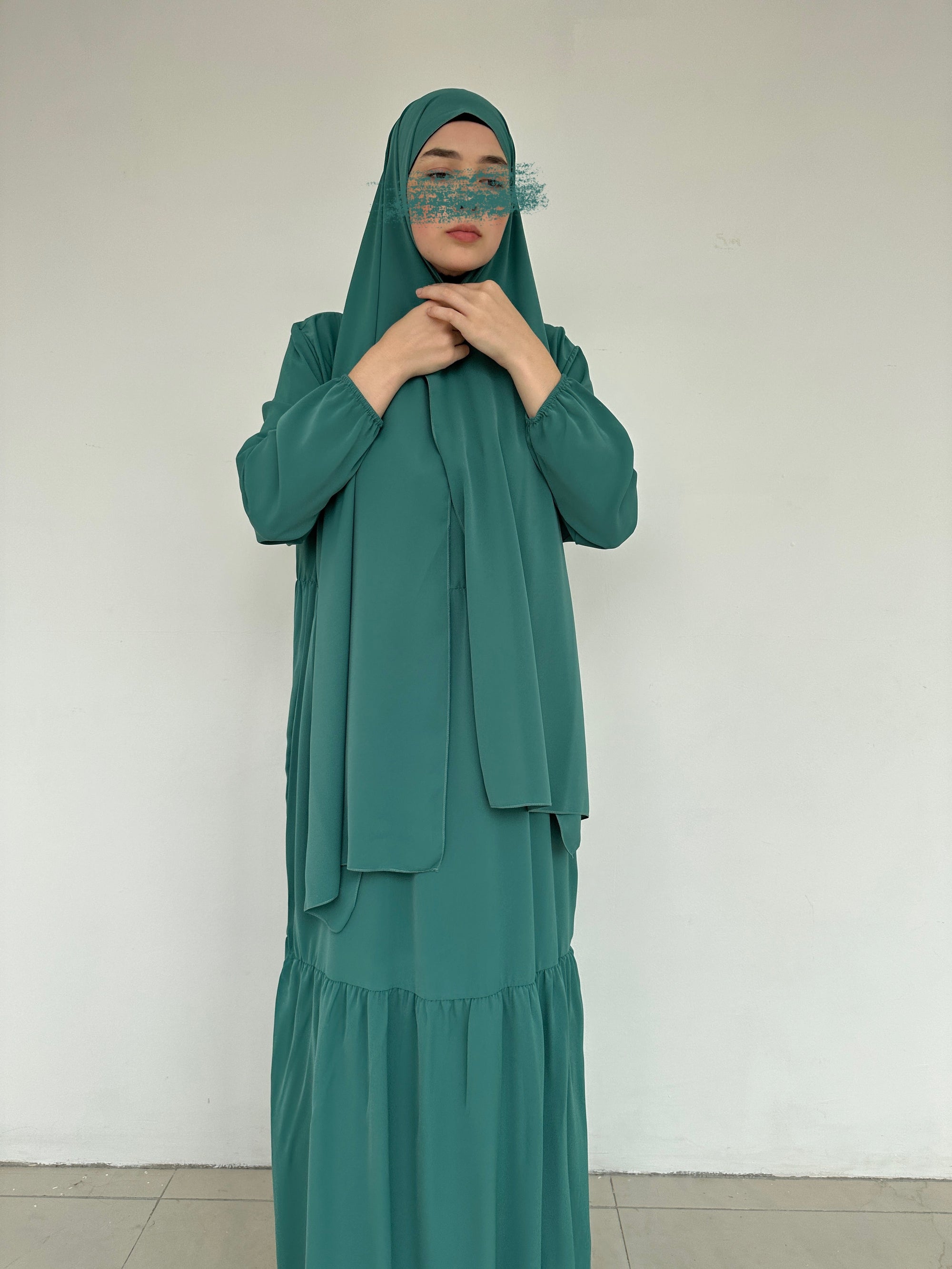 ABAYA SEMA HIJAB INTÉGRÉ TURQUOISE