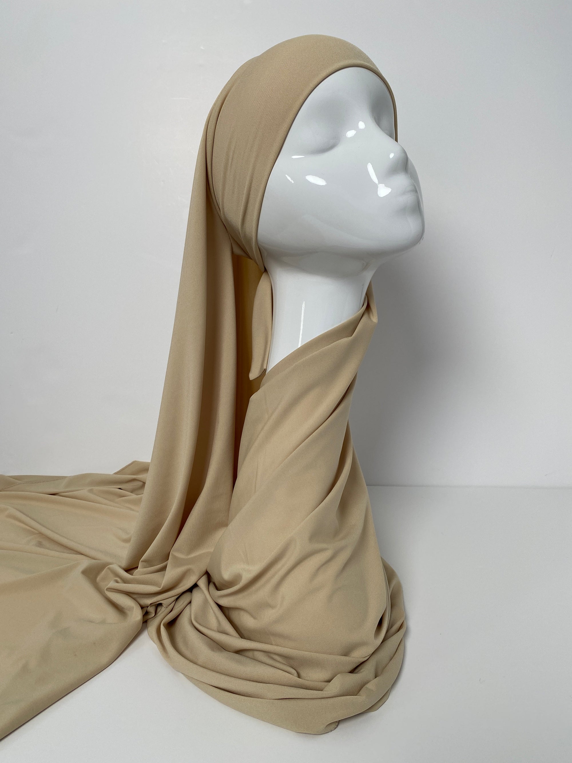 HIJAB JERSEY PREMIUM XL À NOUER BEIGE