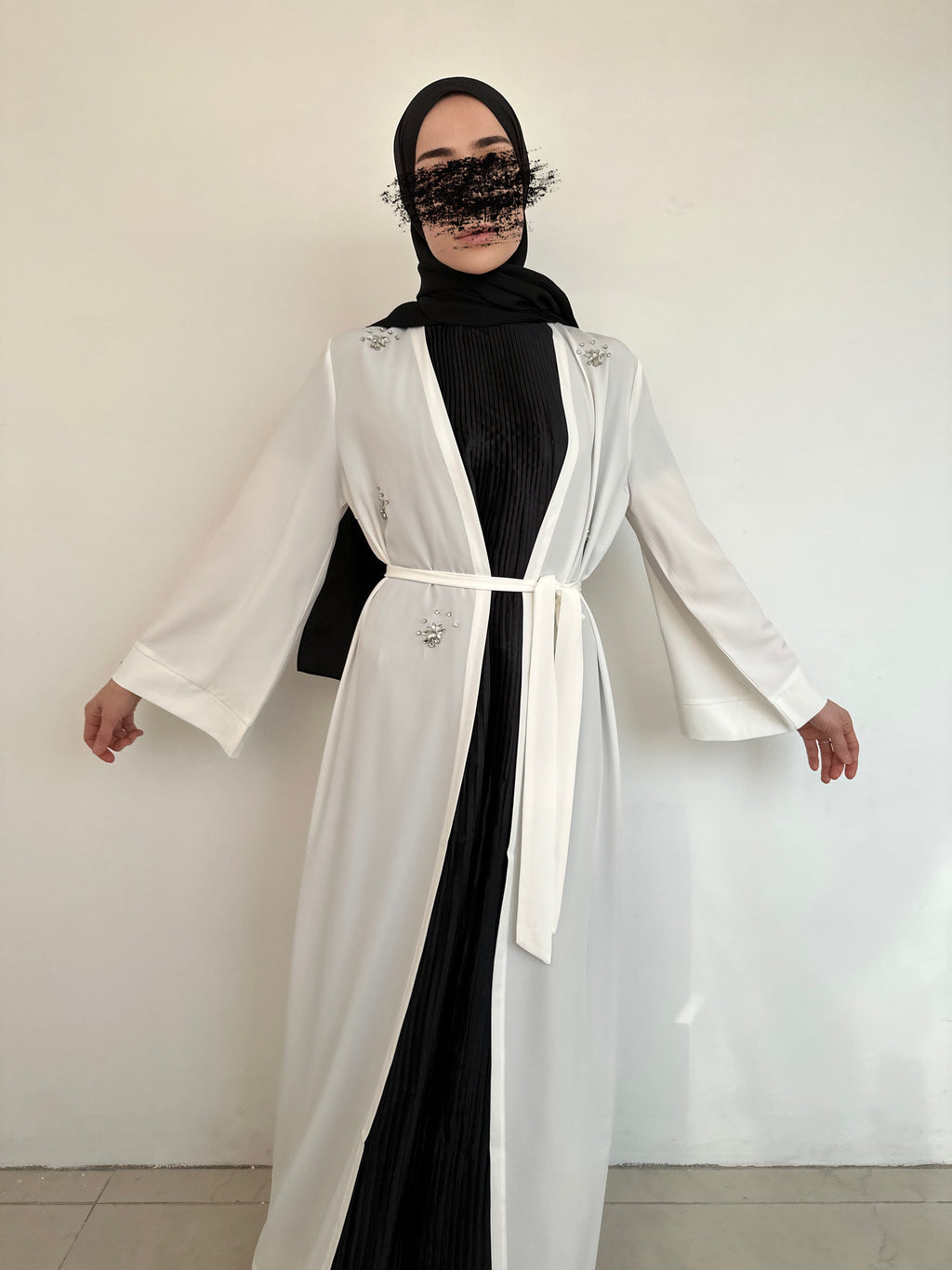KIMONO DE SOIRÉE BLANC CASSÉ