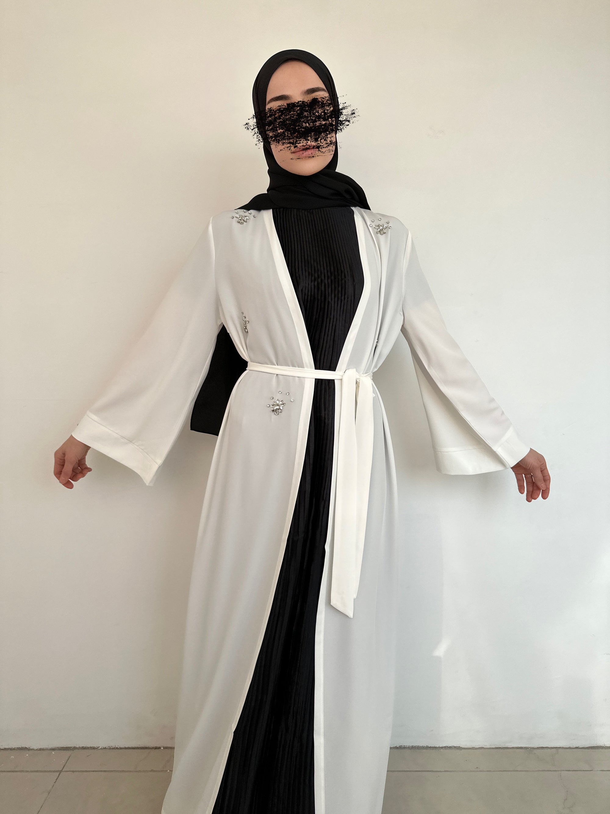 KIMONO DE SOIRÉE BLANC CASSÉ