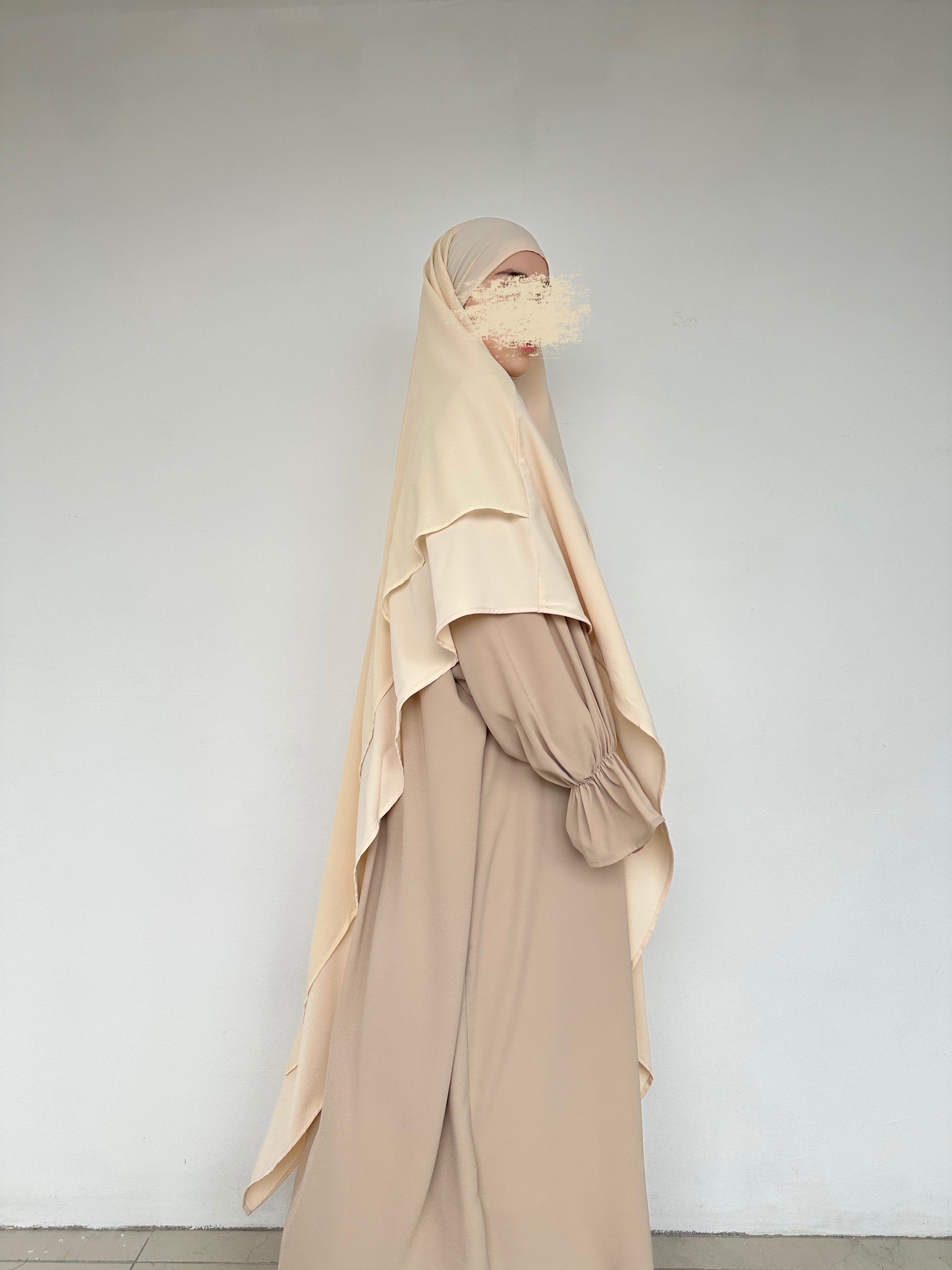 KHIMAR BI-MATIÈRE BEIGE POUDRÉ