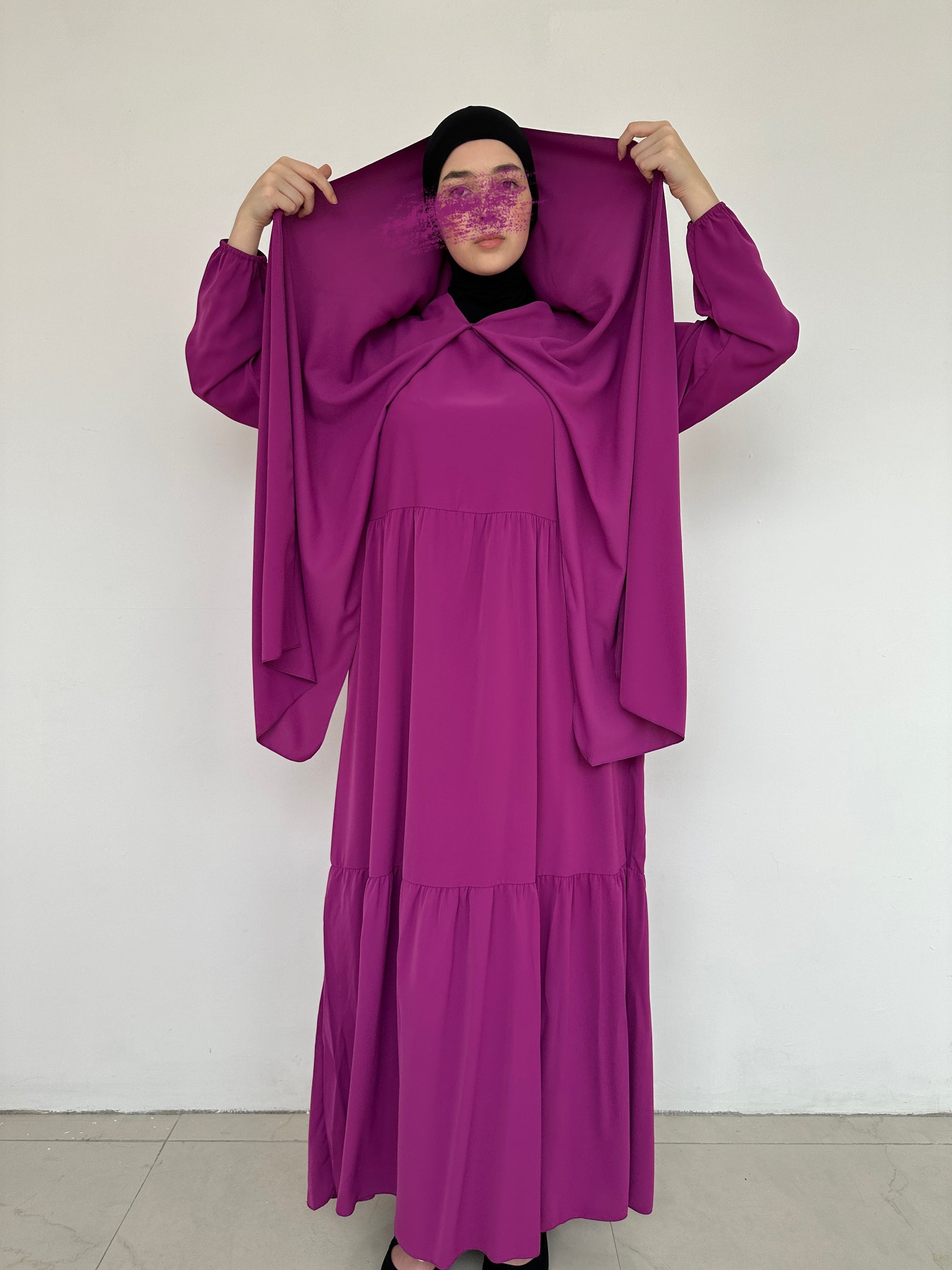 ABAYA SEMA HIJAB INTÉGRÉ FUCHSIA