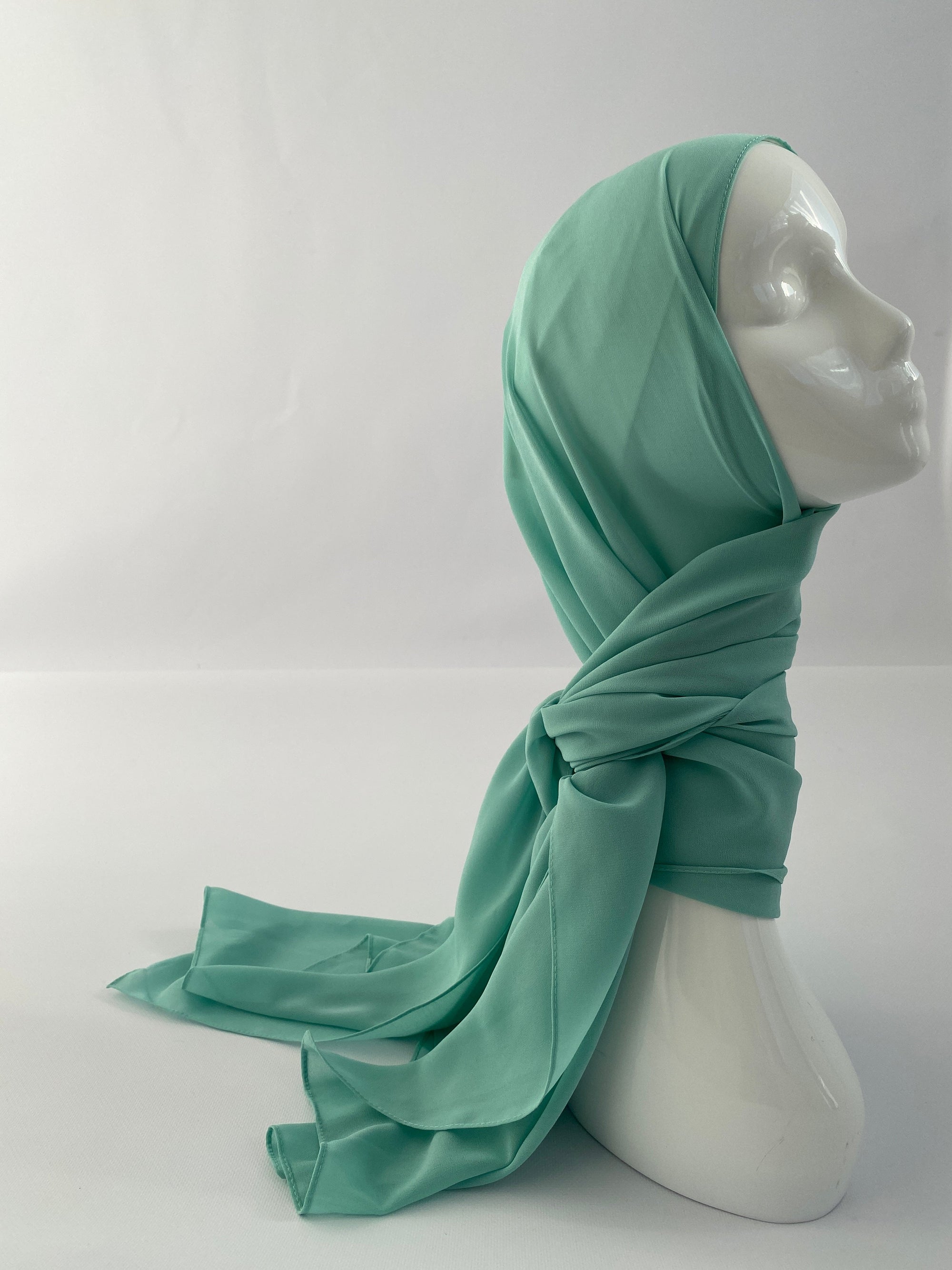 HIJAB MOUSSELINE VERT D'EAU