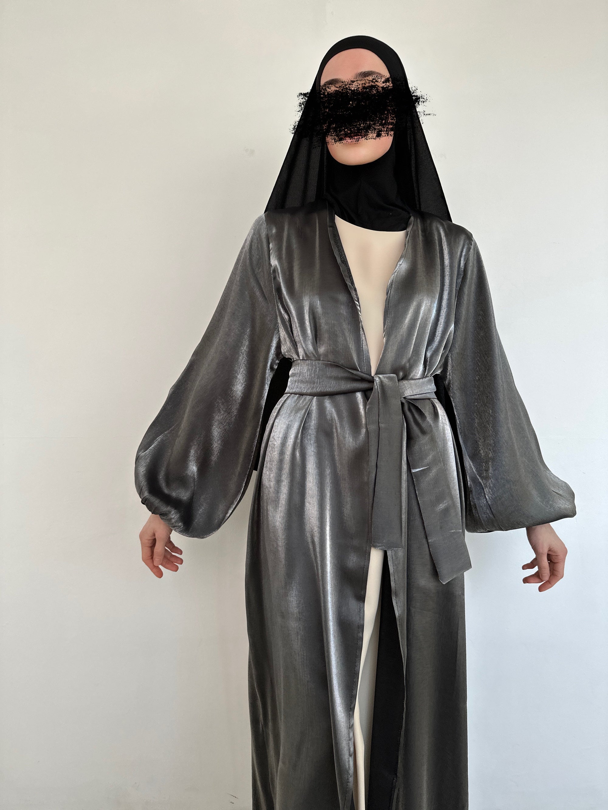 KIMONO ORGANZA GRIS FONCÉ
