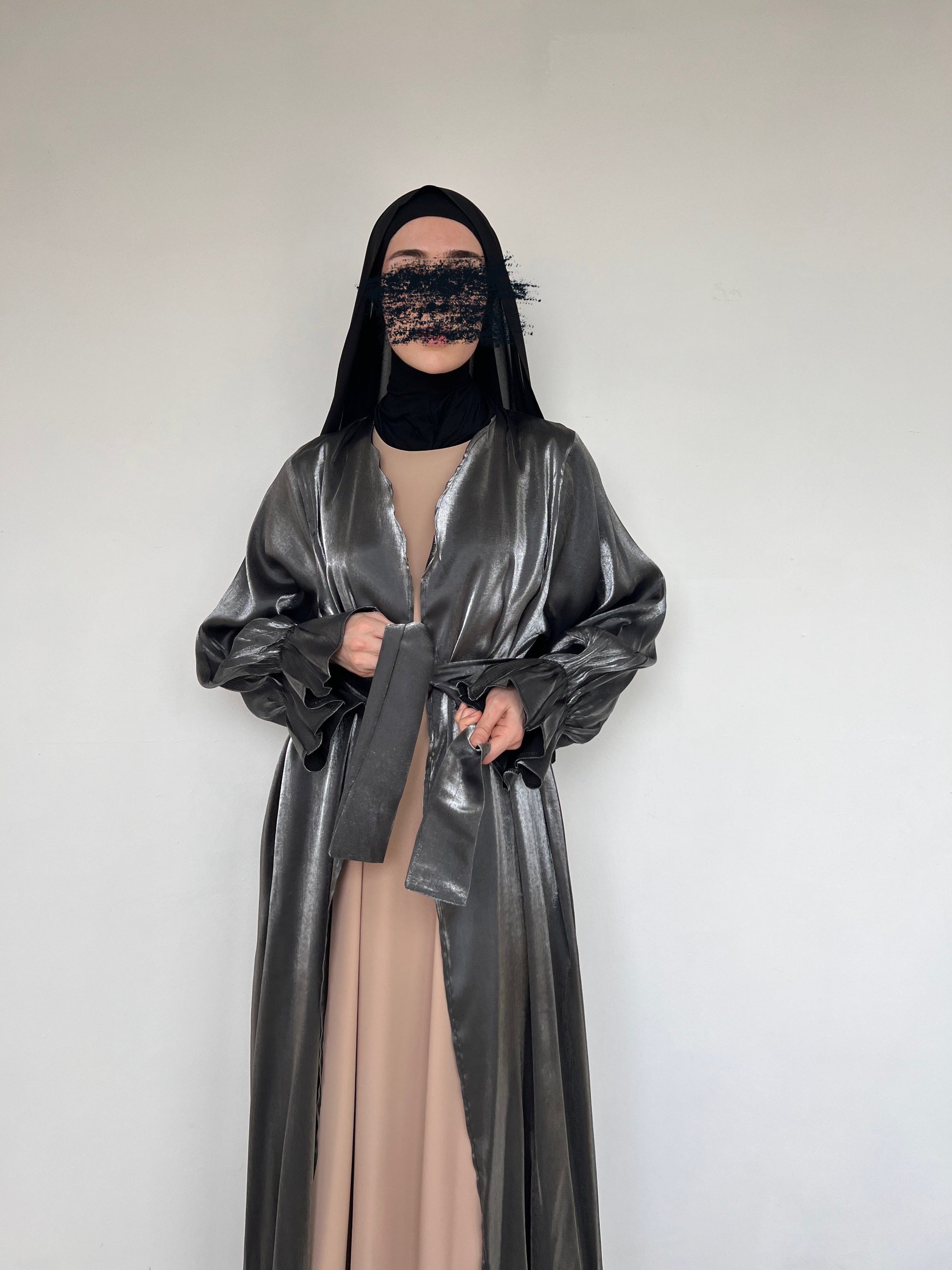 KIMONO ORGANZA GRIS FONCÉ