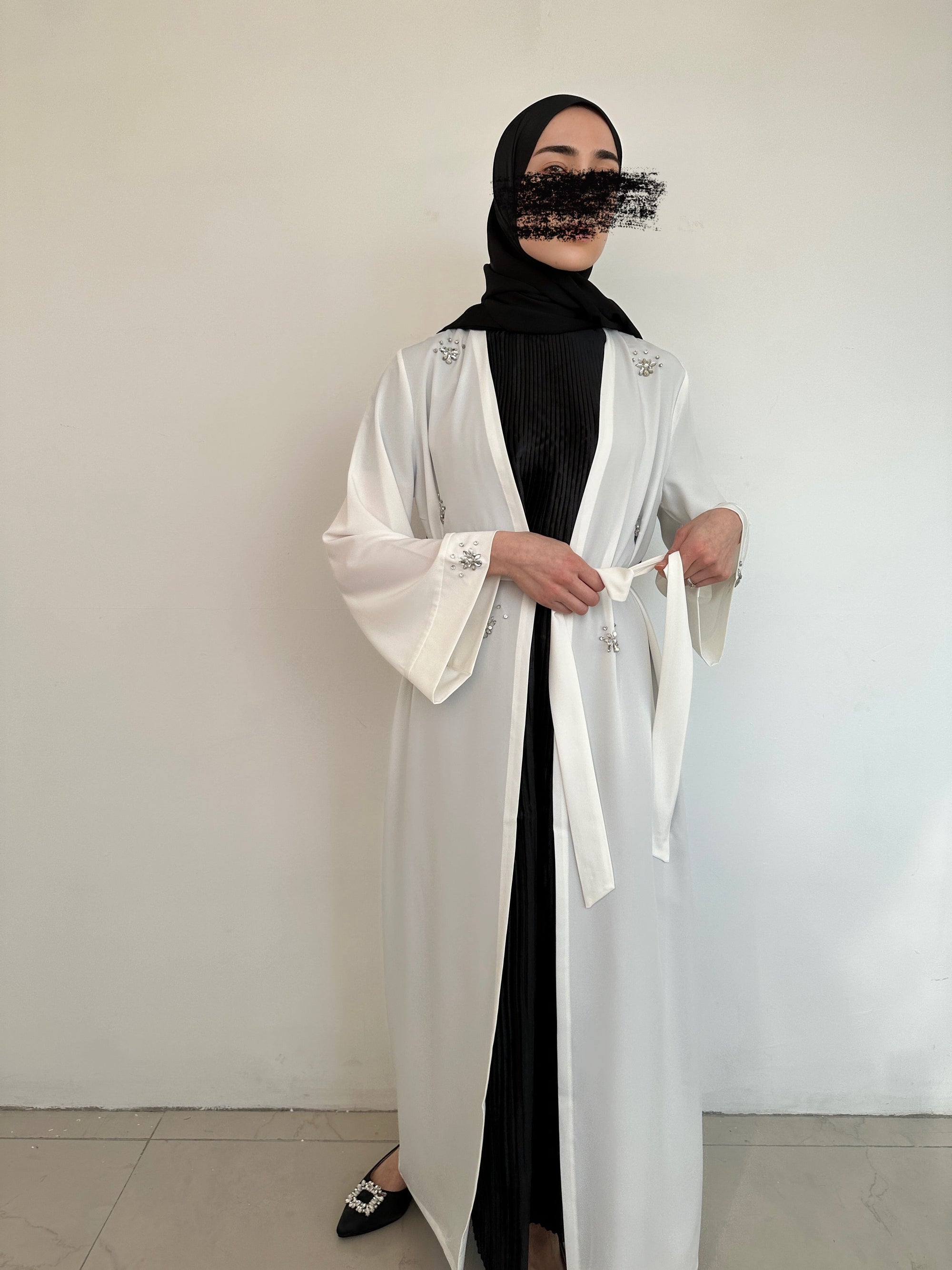KIMONO DE SOIRÉE BLANC CASSÉ