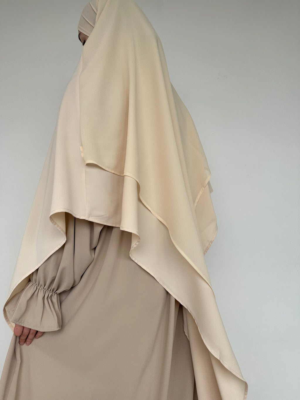 KHIMAR BI-MATIÈRE BEIGE POUDRÉ